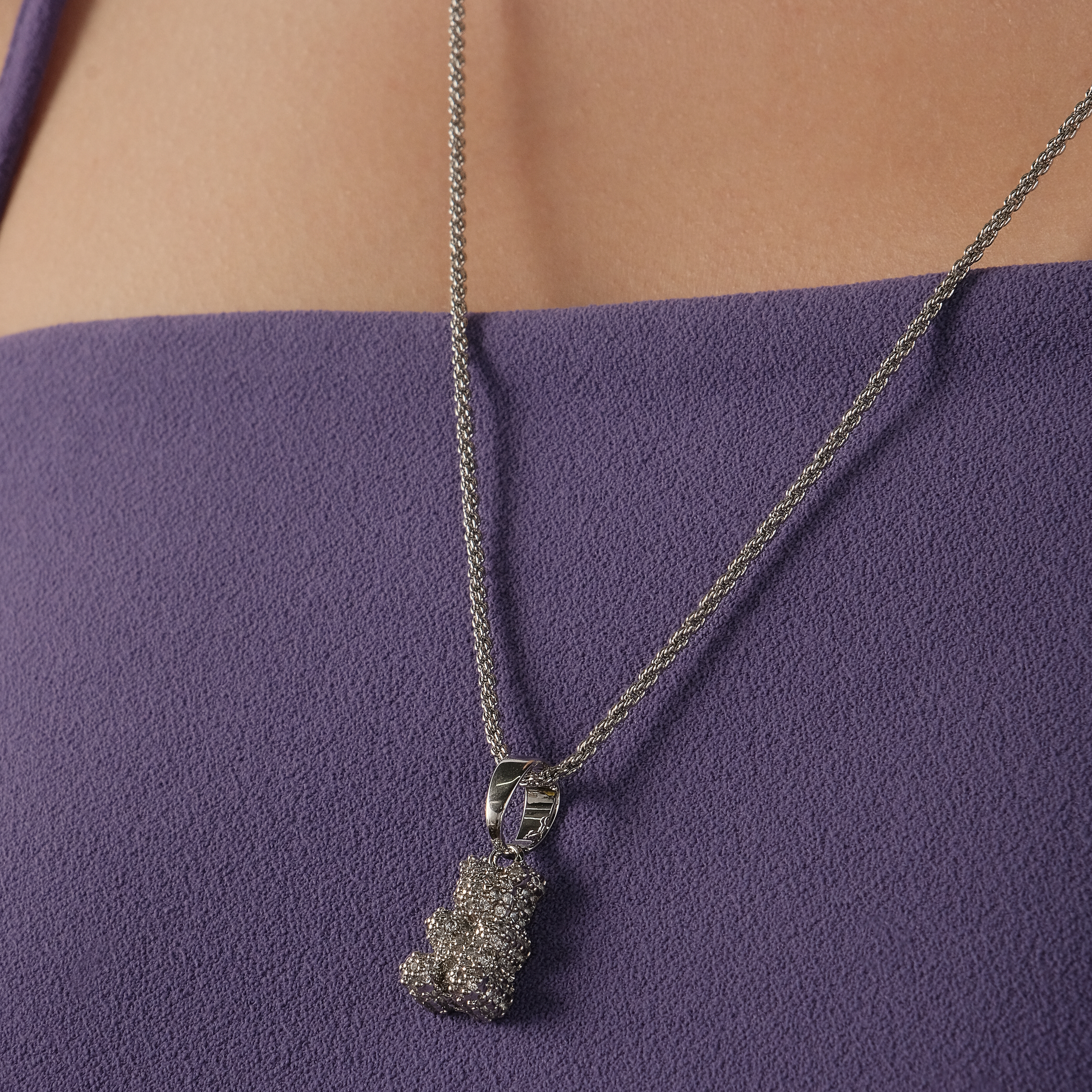 teddbear pendant with crystals