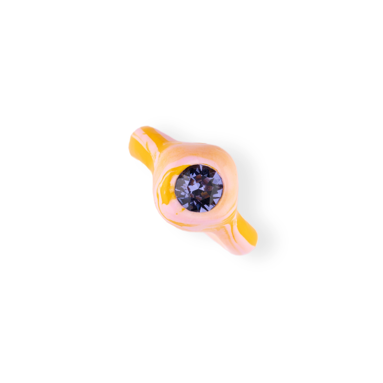 de.formee Кольцо тай-дай желтое с розовым цветом из полимерной глины с сиреневым камнем de formee кольцо синего цвета из полимерной глины с прозрачным камнем