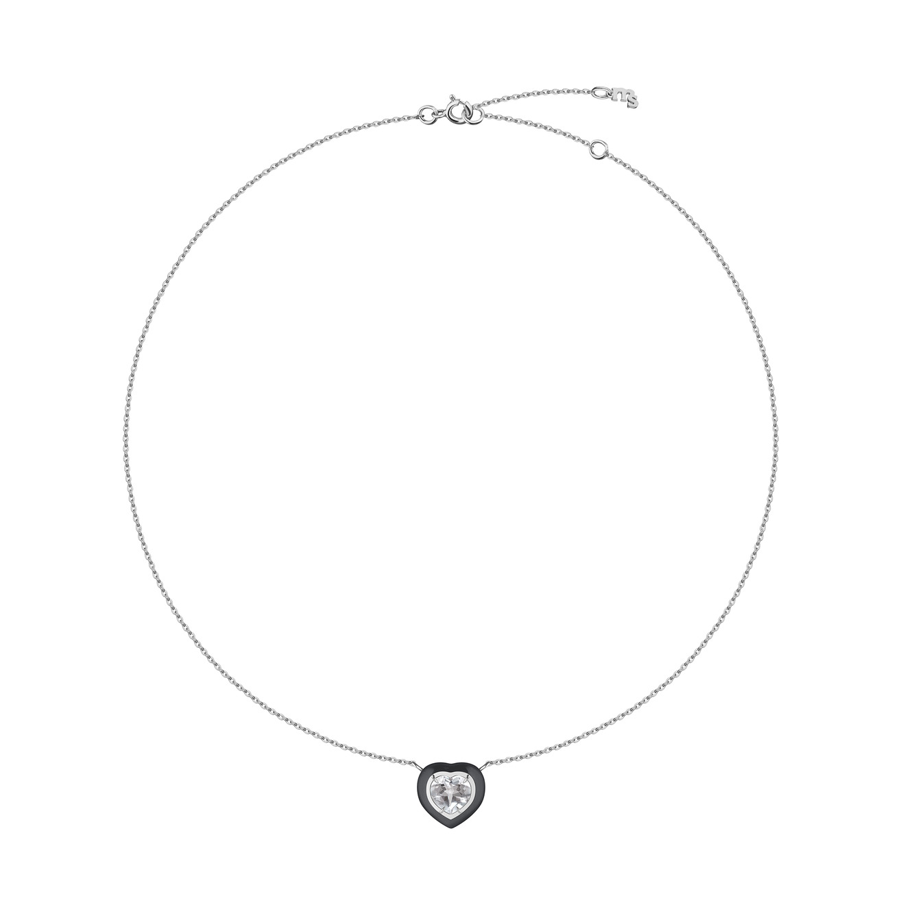 Moonka Ожерелье из серебра с горным хрусталем и черной эмалью серьги серебряные moonka малые с горным хрусталем 2 шт