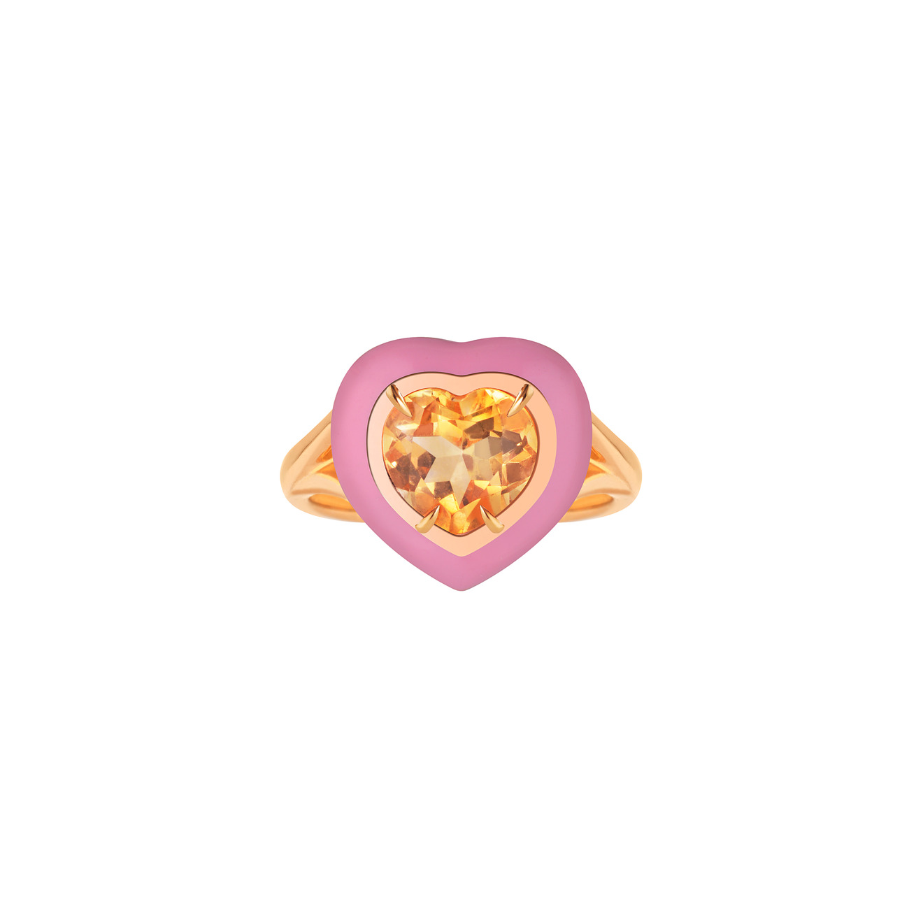 Moonka Позолоченное кольцо из серебра с цитрином и розовой эмалью lav z позолоченное колье из серебра с розовой эмалью и кубическим цирконием