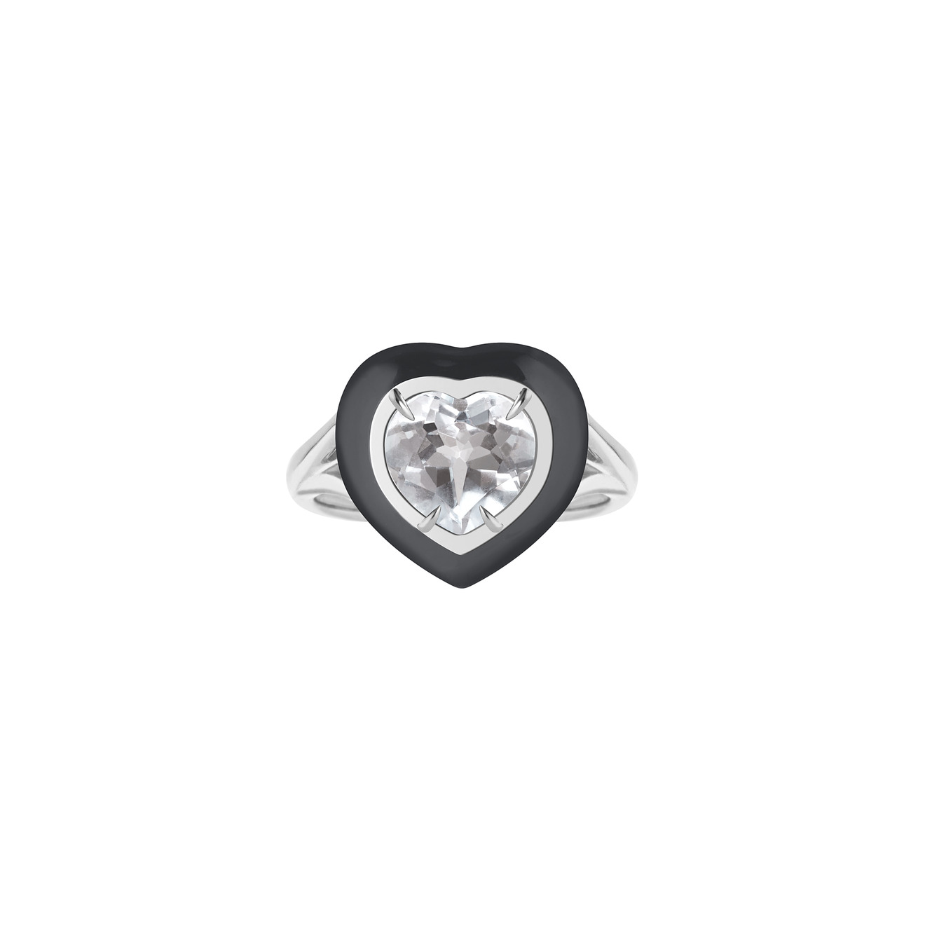 Moonka Кольцо из серебра с горным хрусталем и черной эмалью