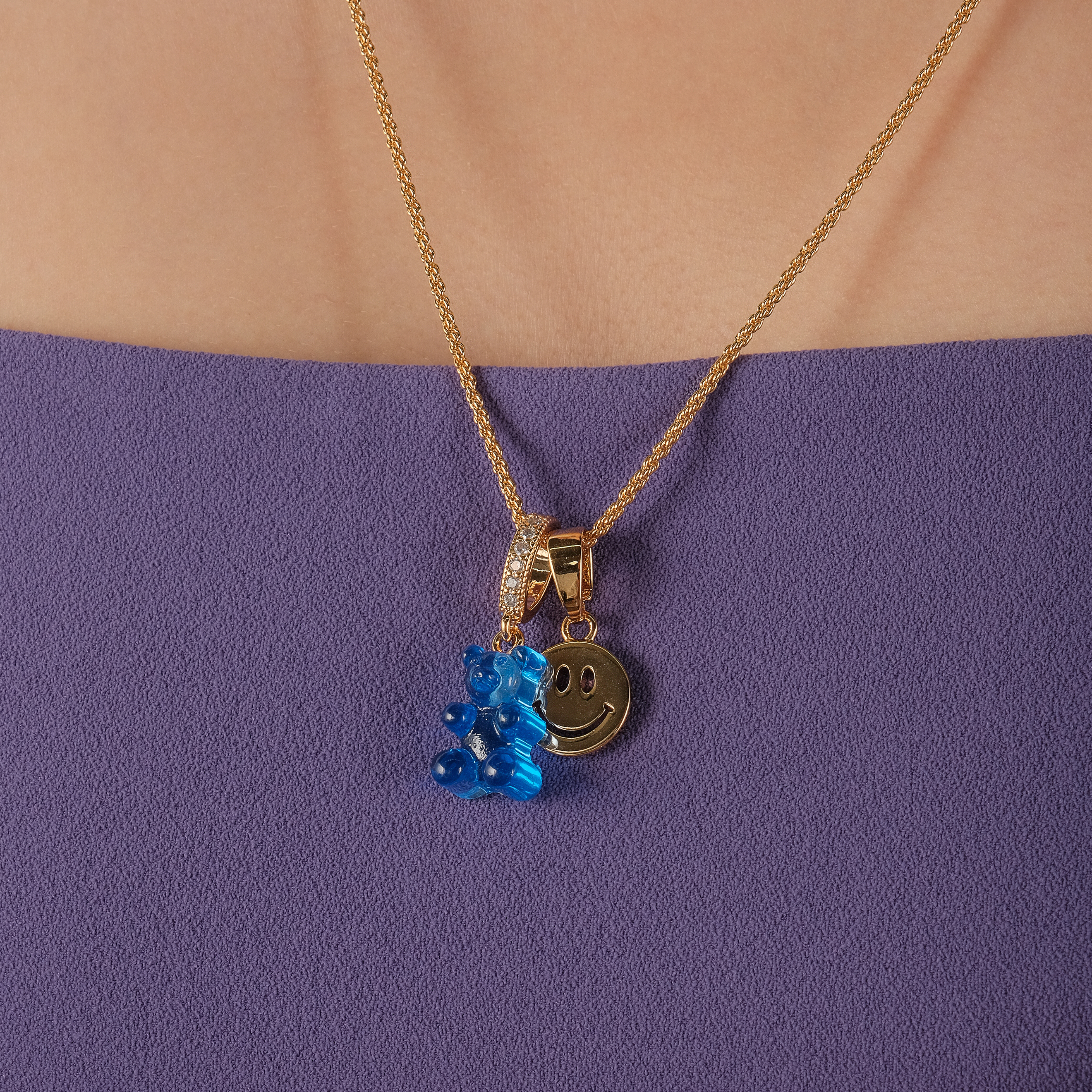 Teddy bear pendant blue
