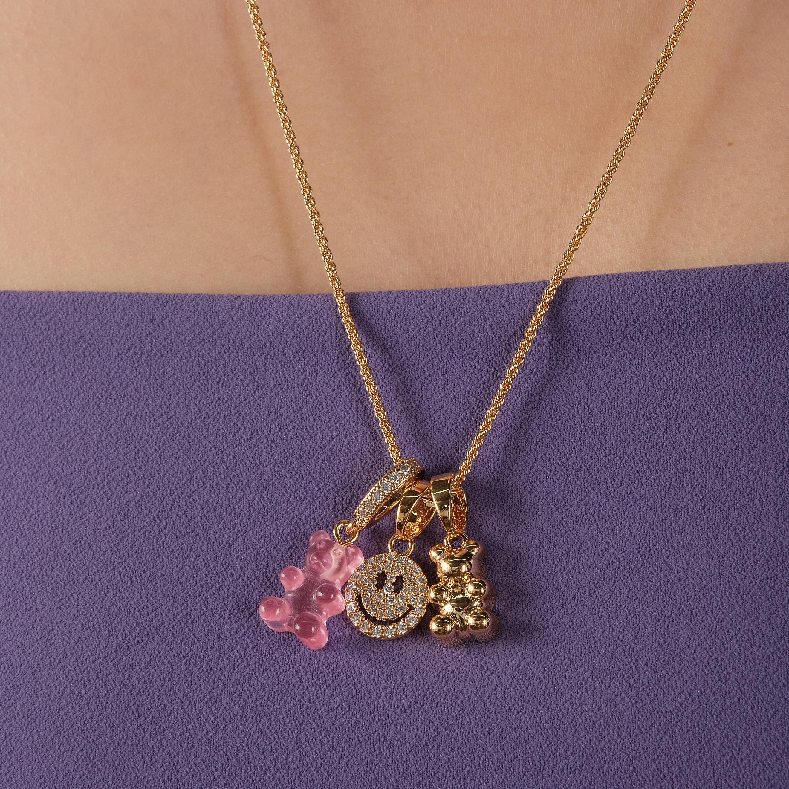 Pink teddy bear pendant