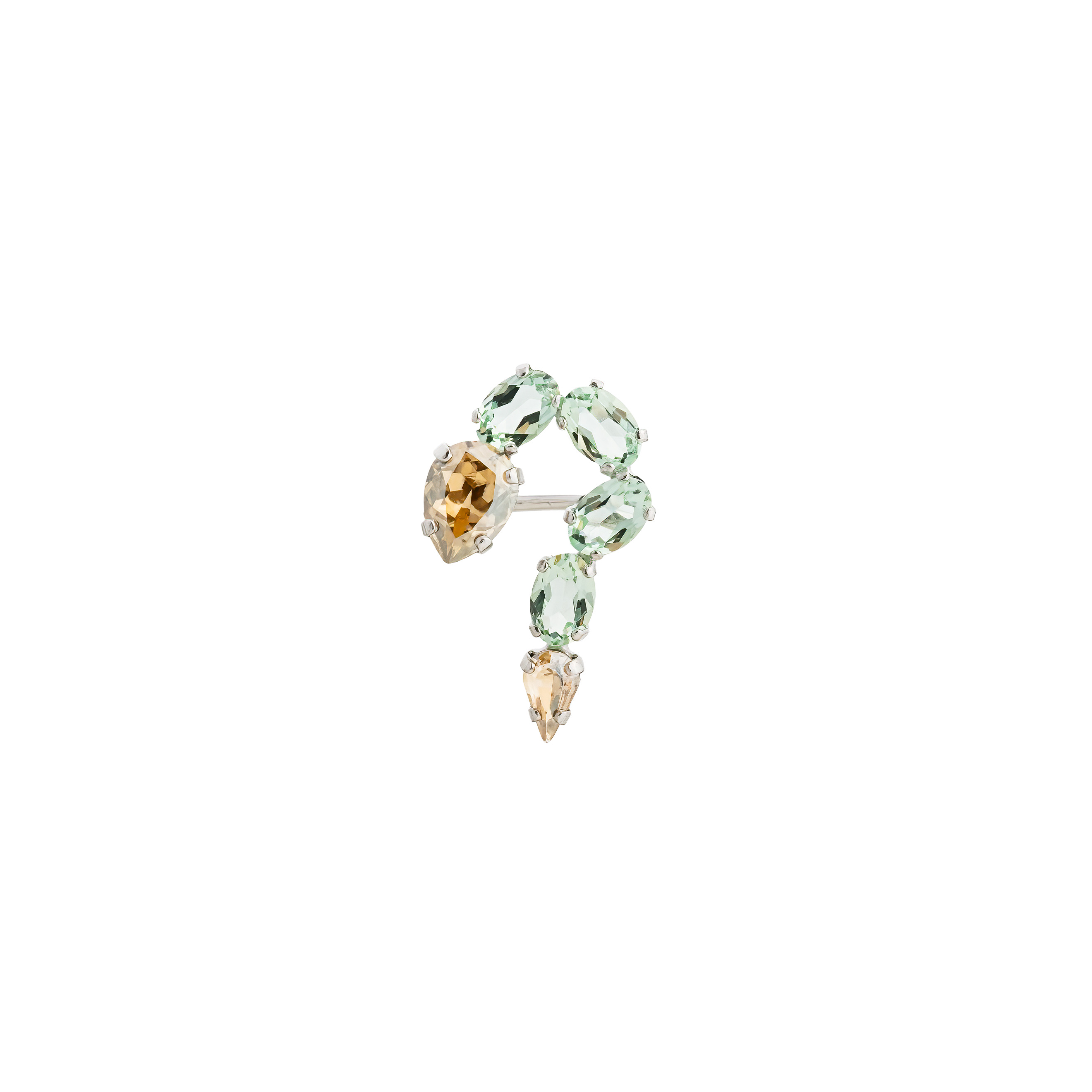 Серебристый кафф змейка с кристаллами Swarovski Chrysolite Snake
