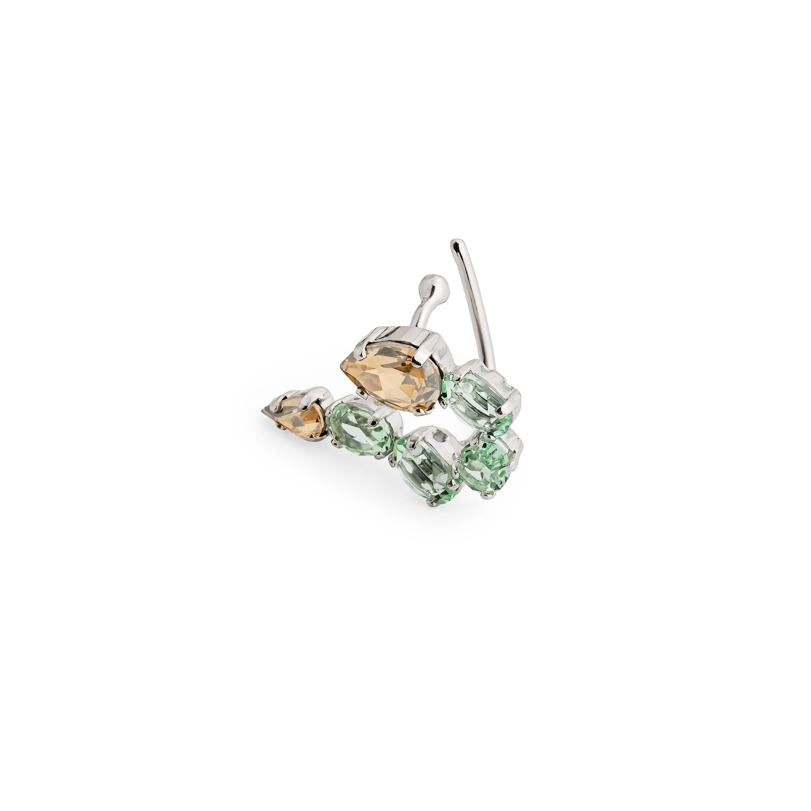Серебристый кафф змейка с кристаллами Swarovski Chrysolite Snake