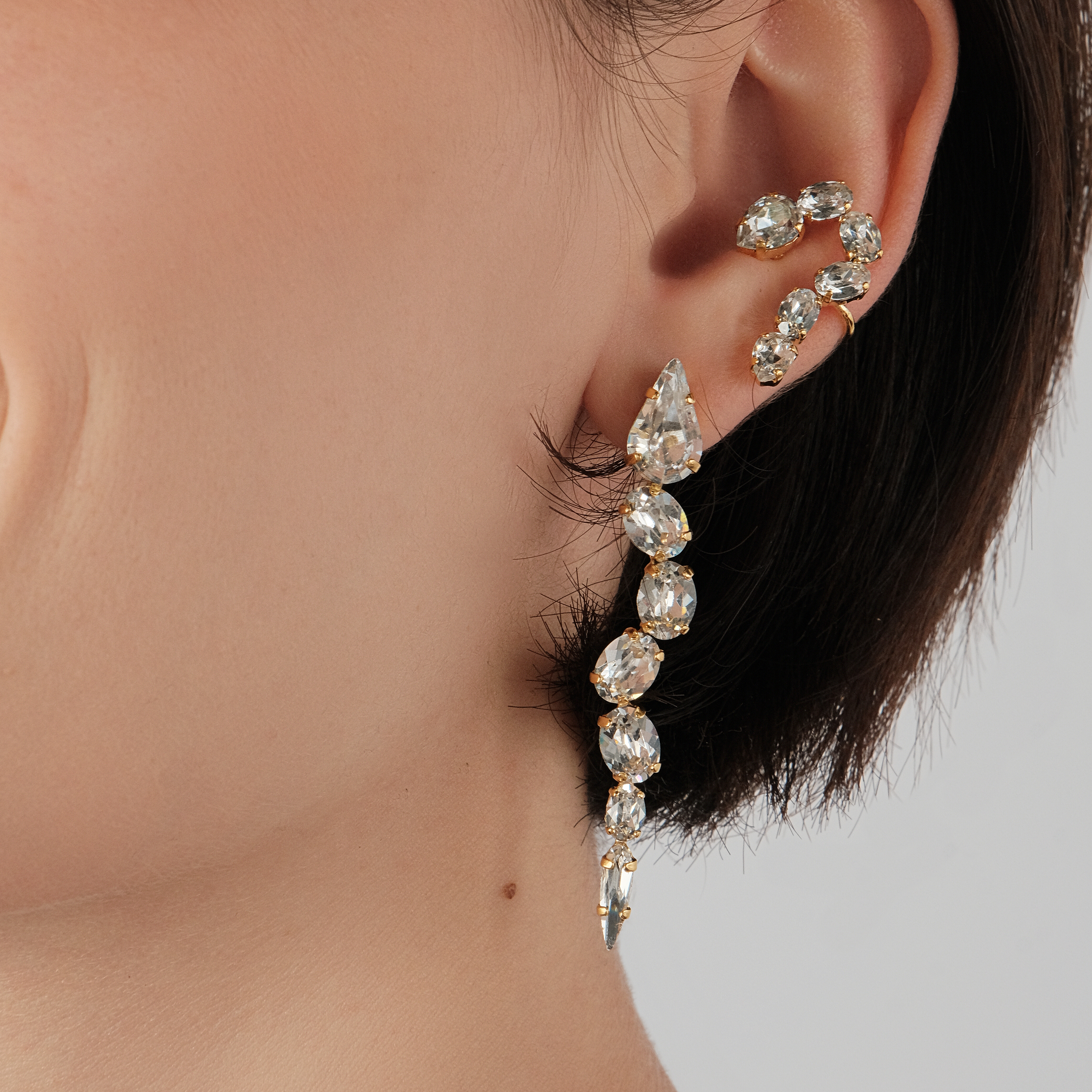 Gold-plated Cuff Snake with Swarovski Crystal Snake Crystals