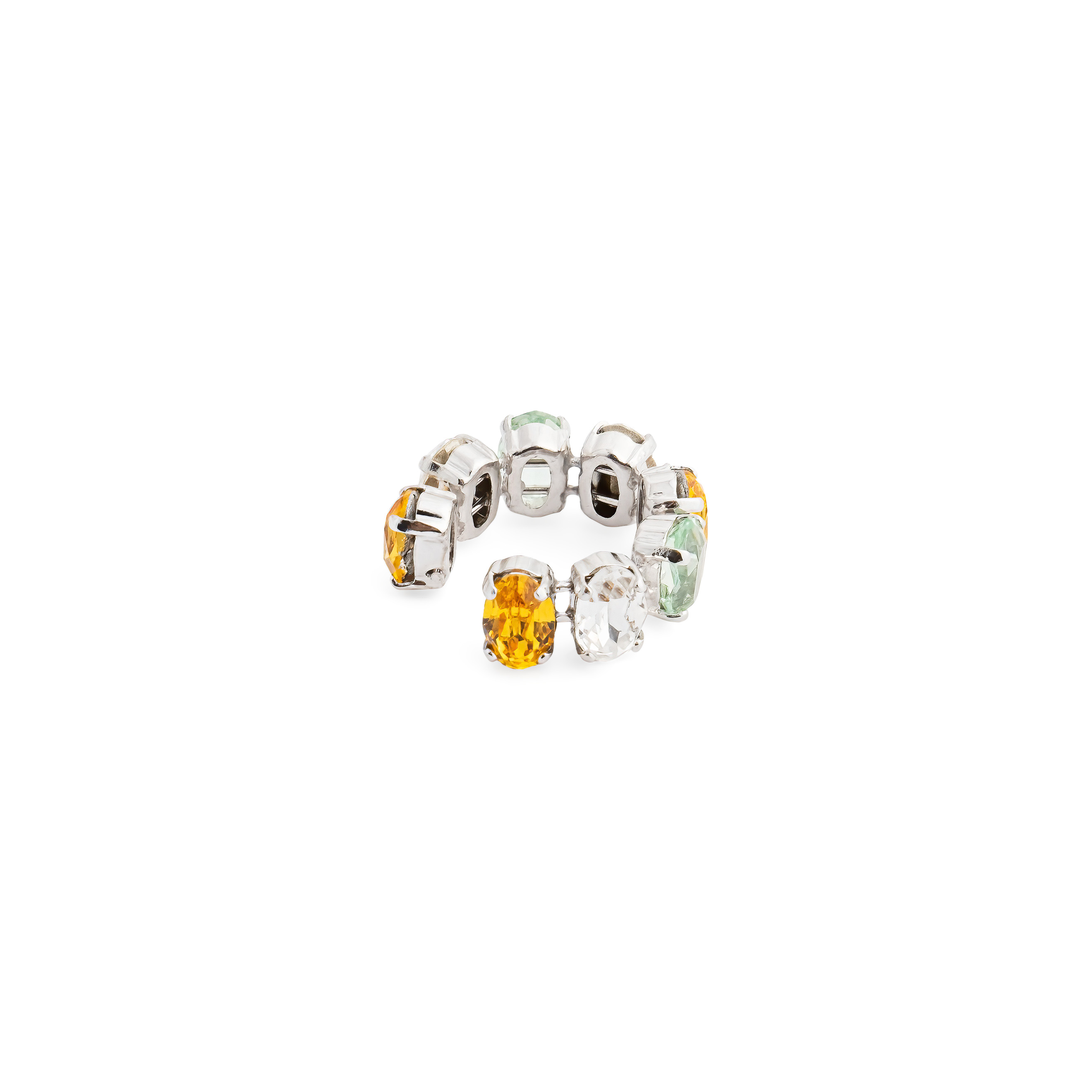 Серебристый кафф с кристаллами Swarovski Yellow Snake