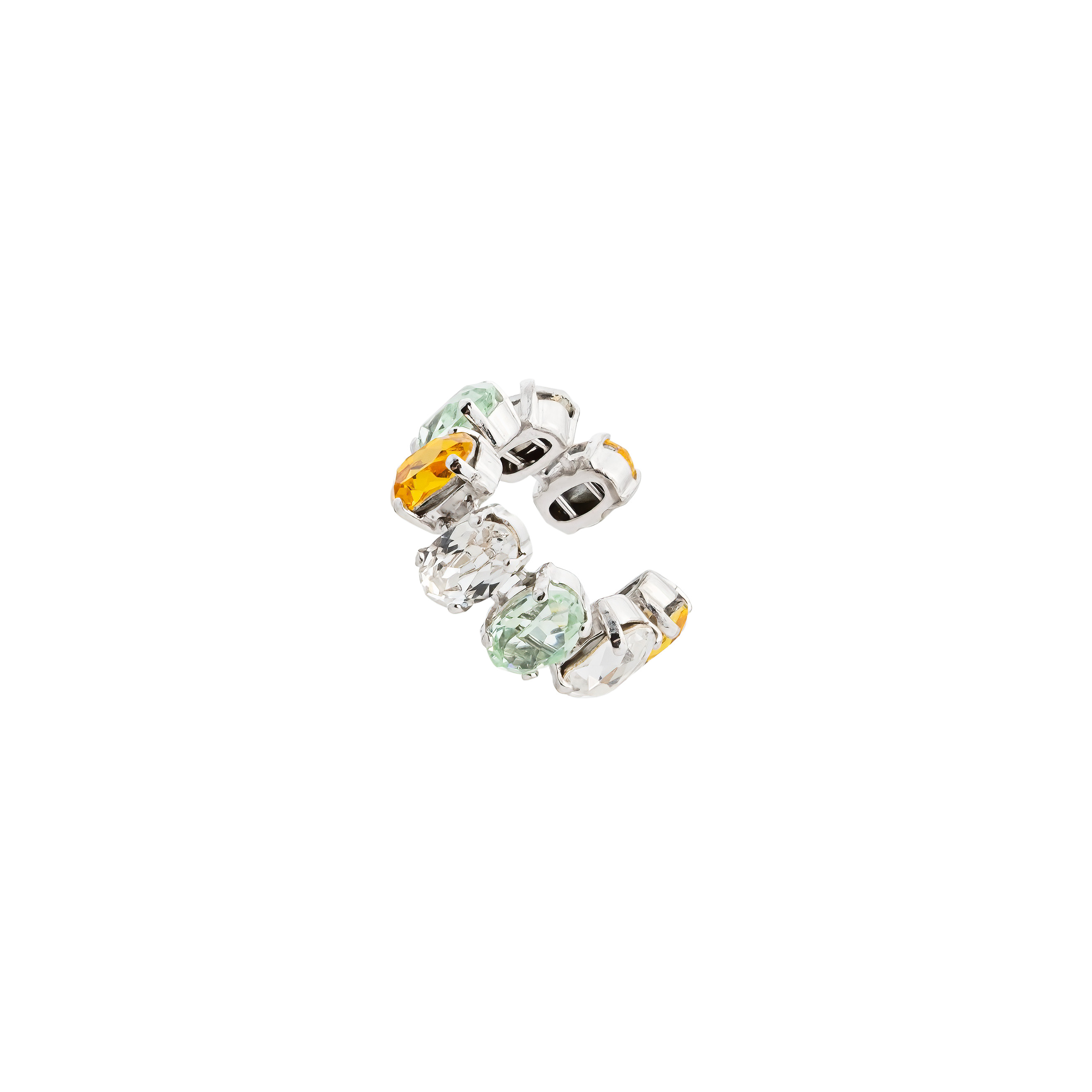 Серебристый кафф с кристаллами Swarovski Yellow Snake