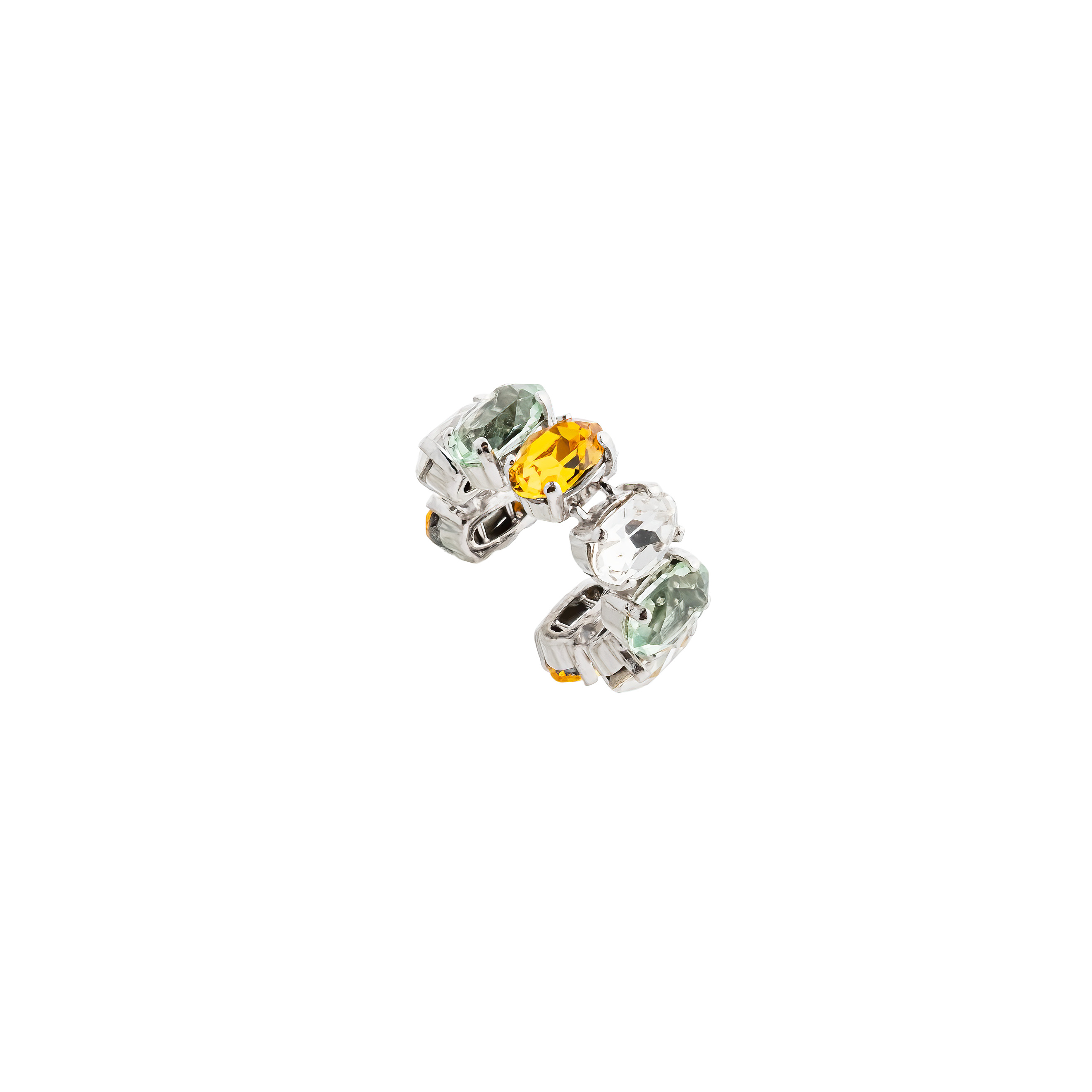 Серебристый кафф с кристаллами Swarovski Yellow Snake
