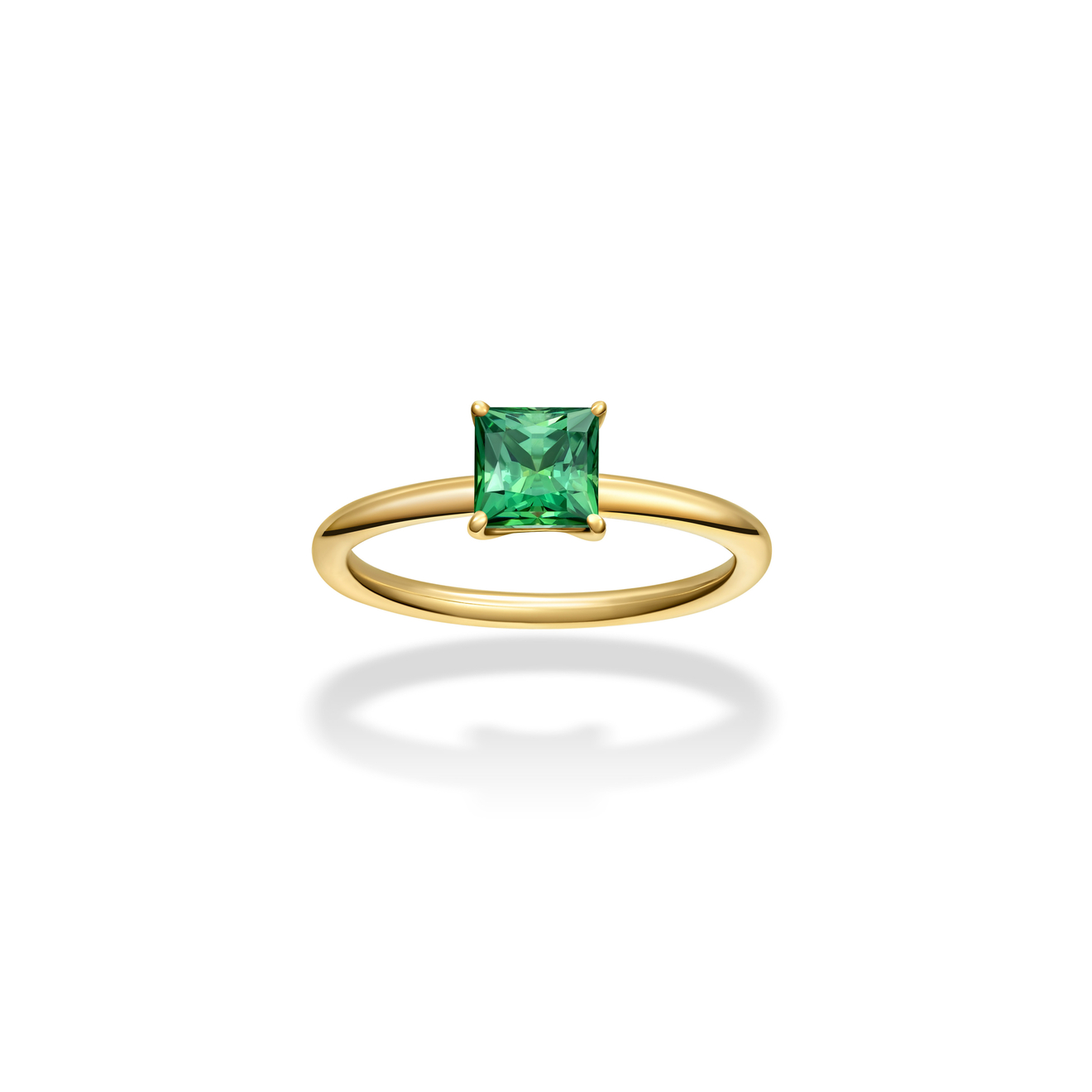 Jewlia Позолоченное кольцо с зеленым фианитом aqua матовое бисерное кольцо с зеленым смайлом