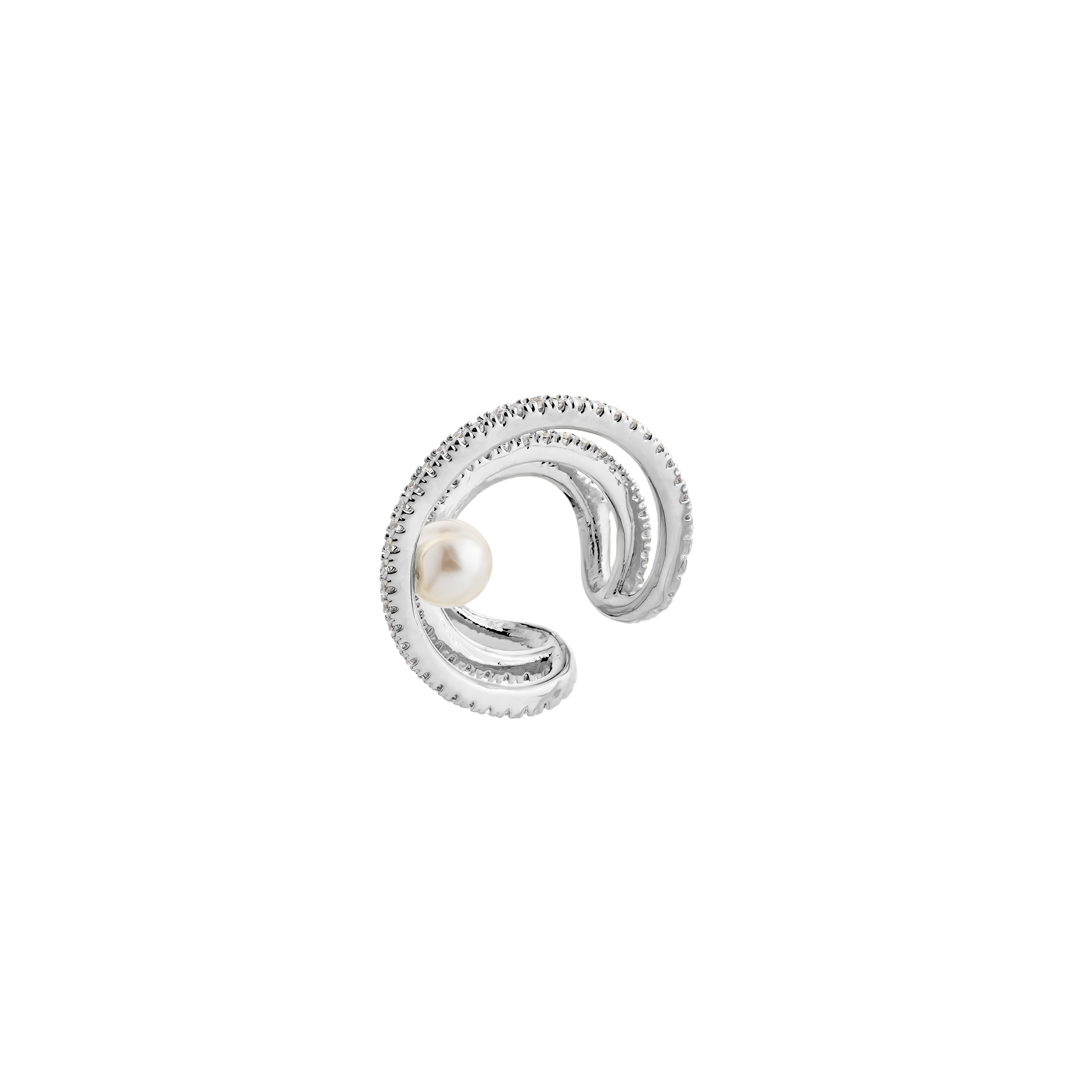Layered cuff with pearl beads and crystals