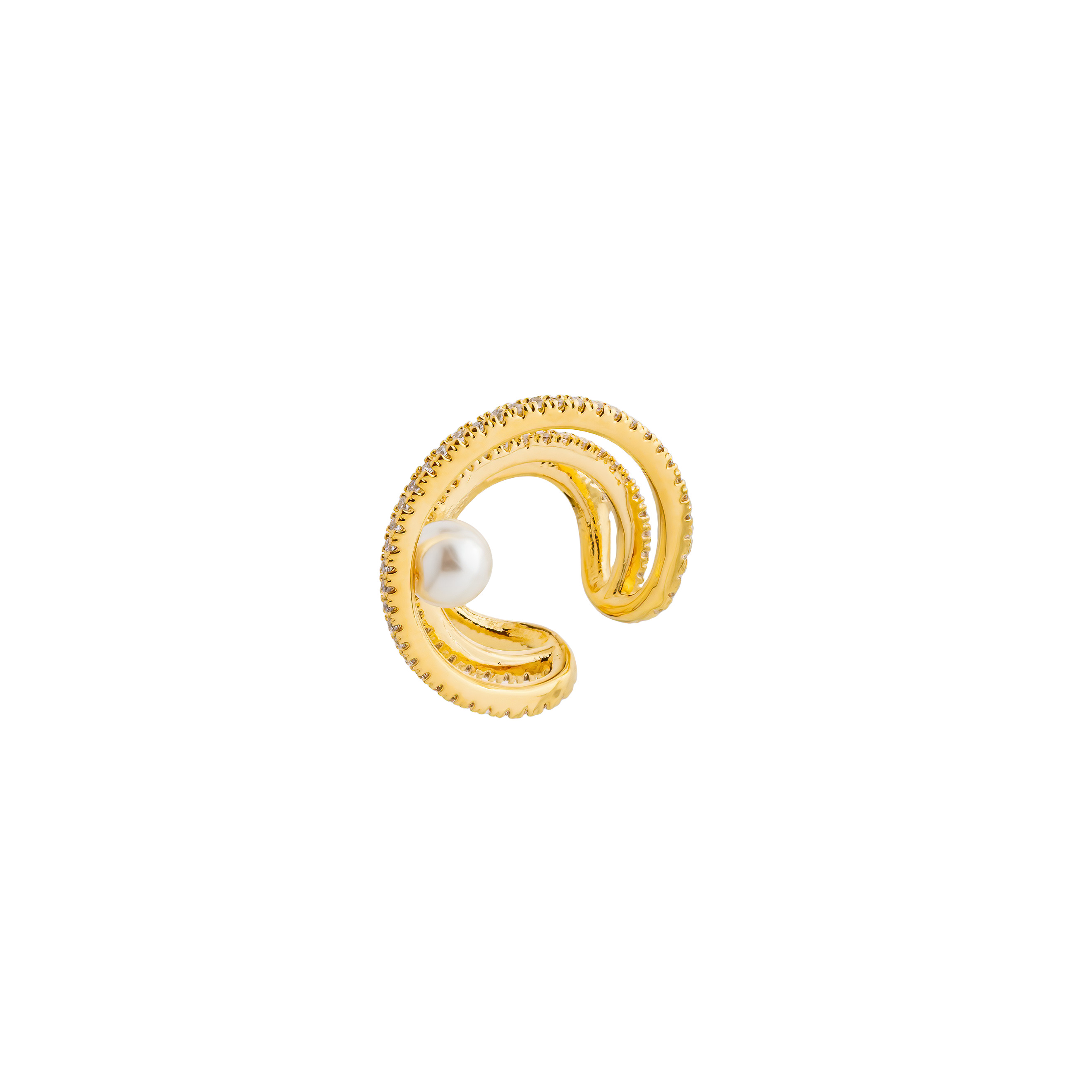 Multi-layered  cuff with pearl beads and crystals