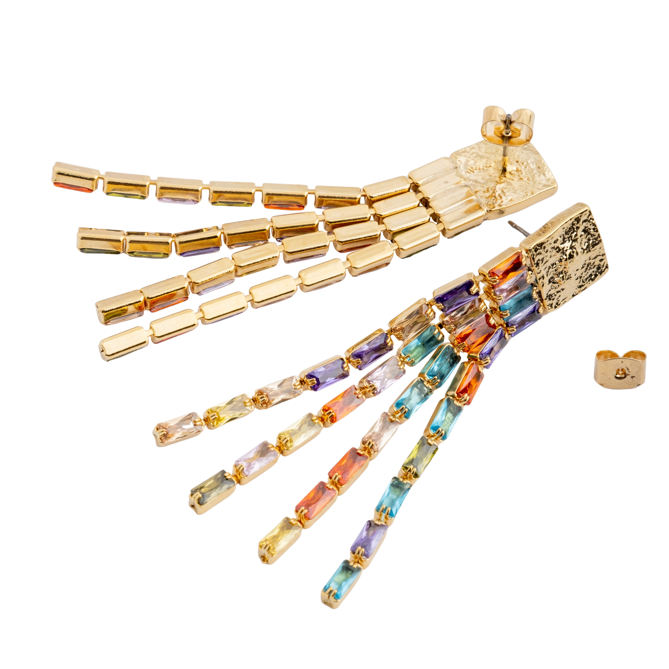 Chandelier earrings with rainbow crystals