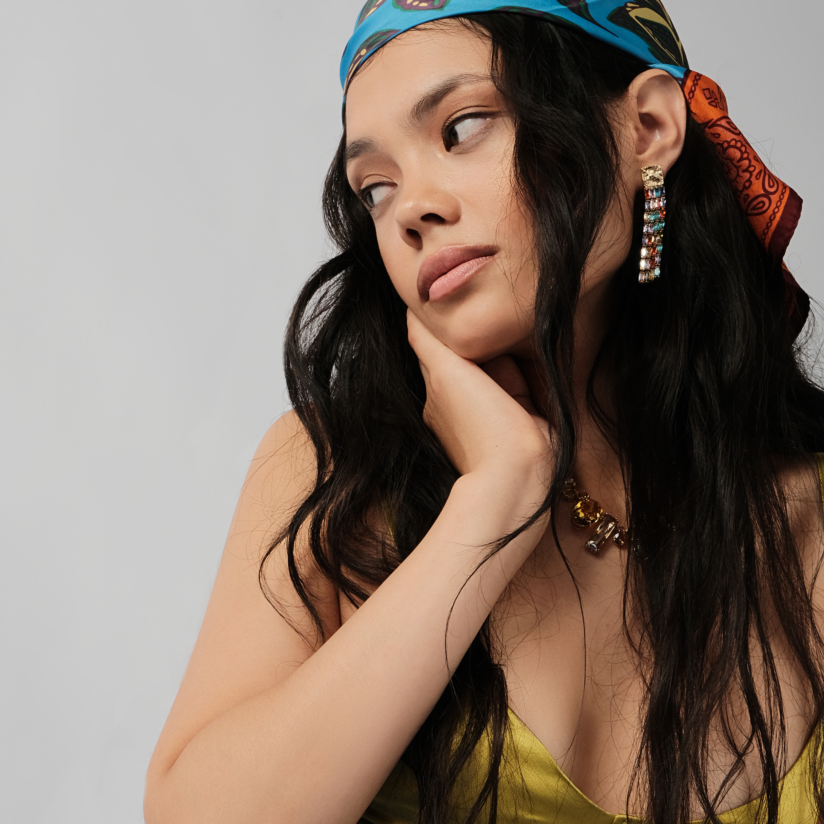 Chandelier earrings with rainbow crystals