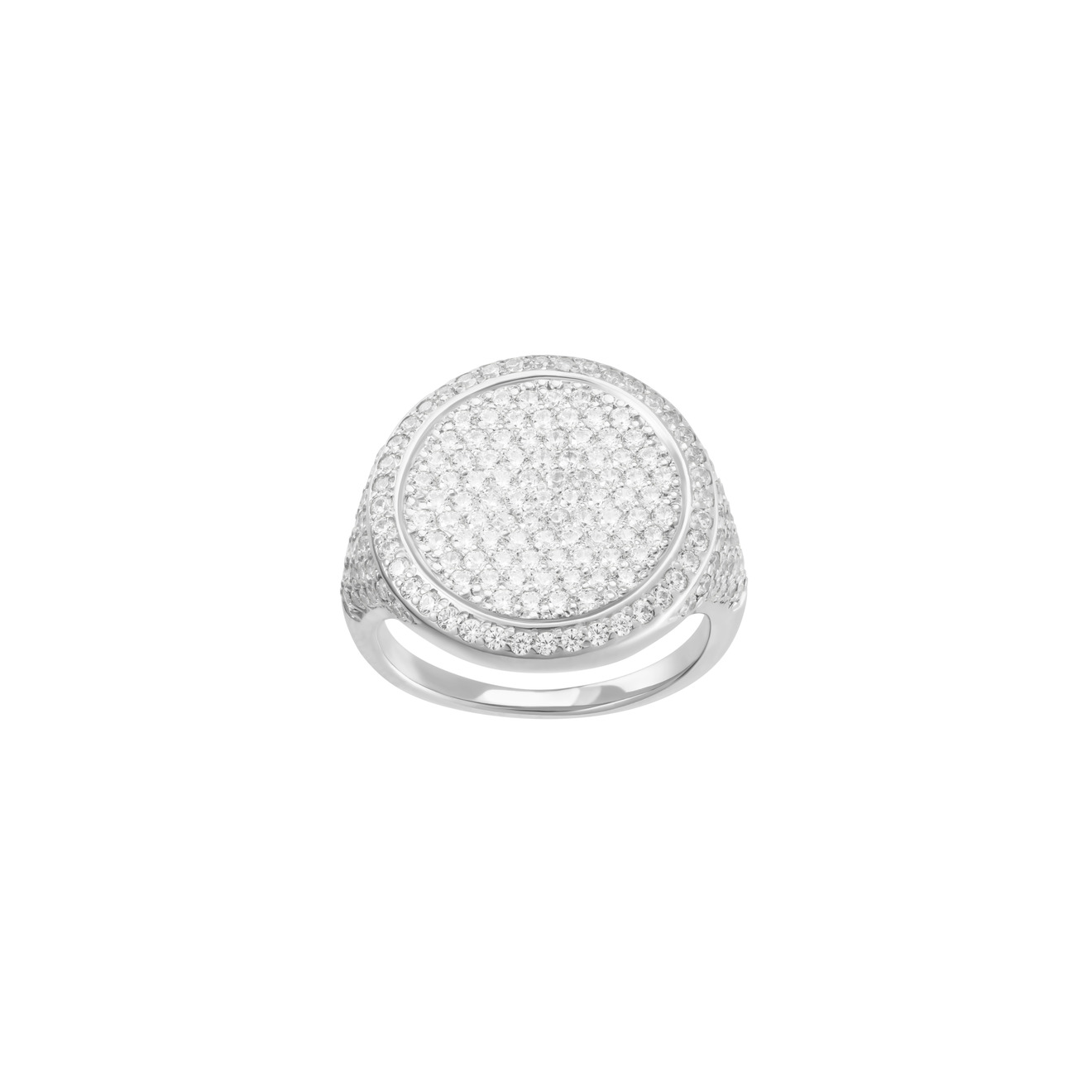 Jewlia Печатка-круг из серебра с кристаллами