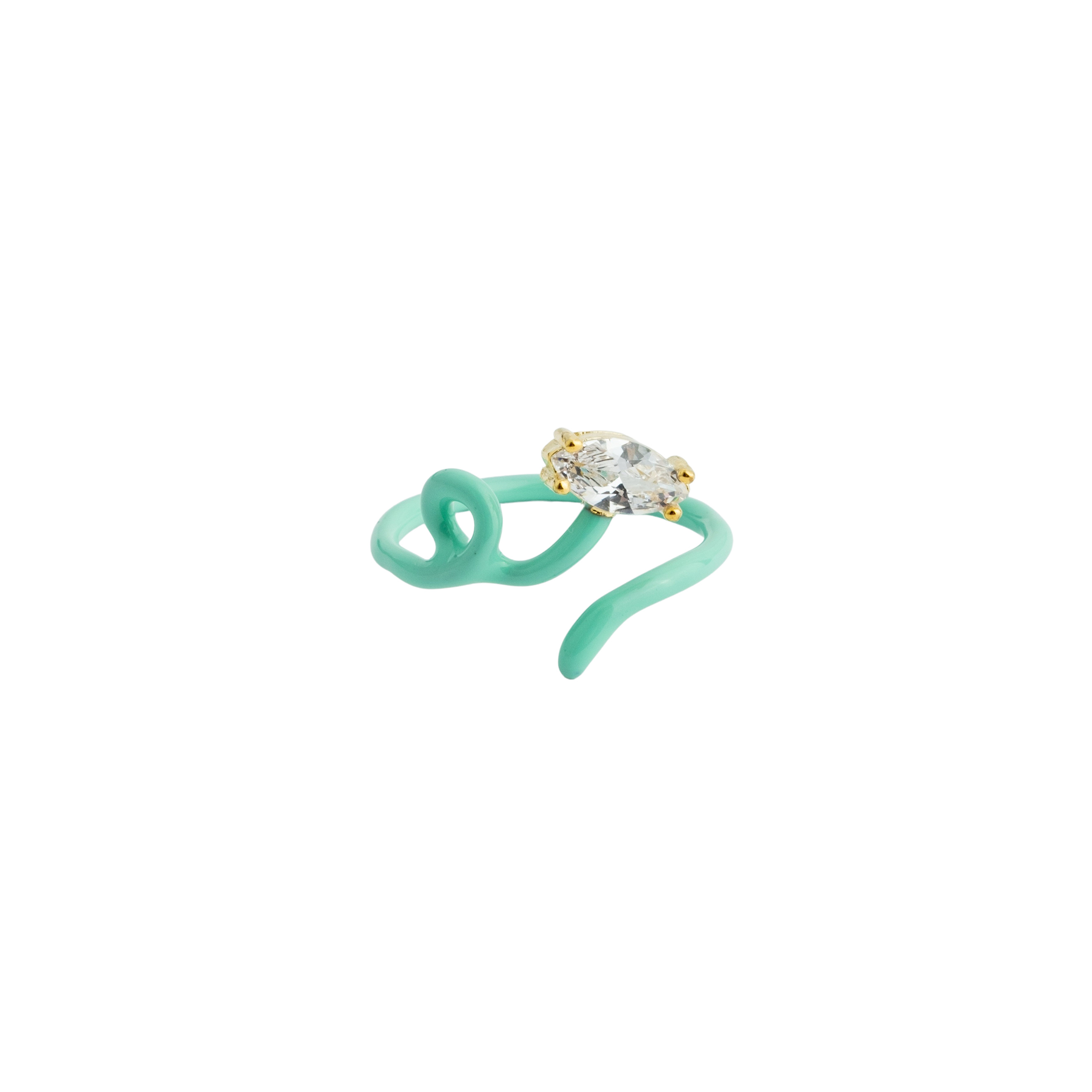 calligraphy mint ring with crystal
