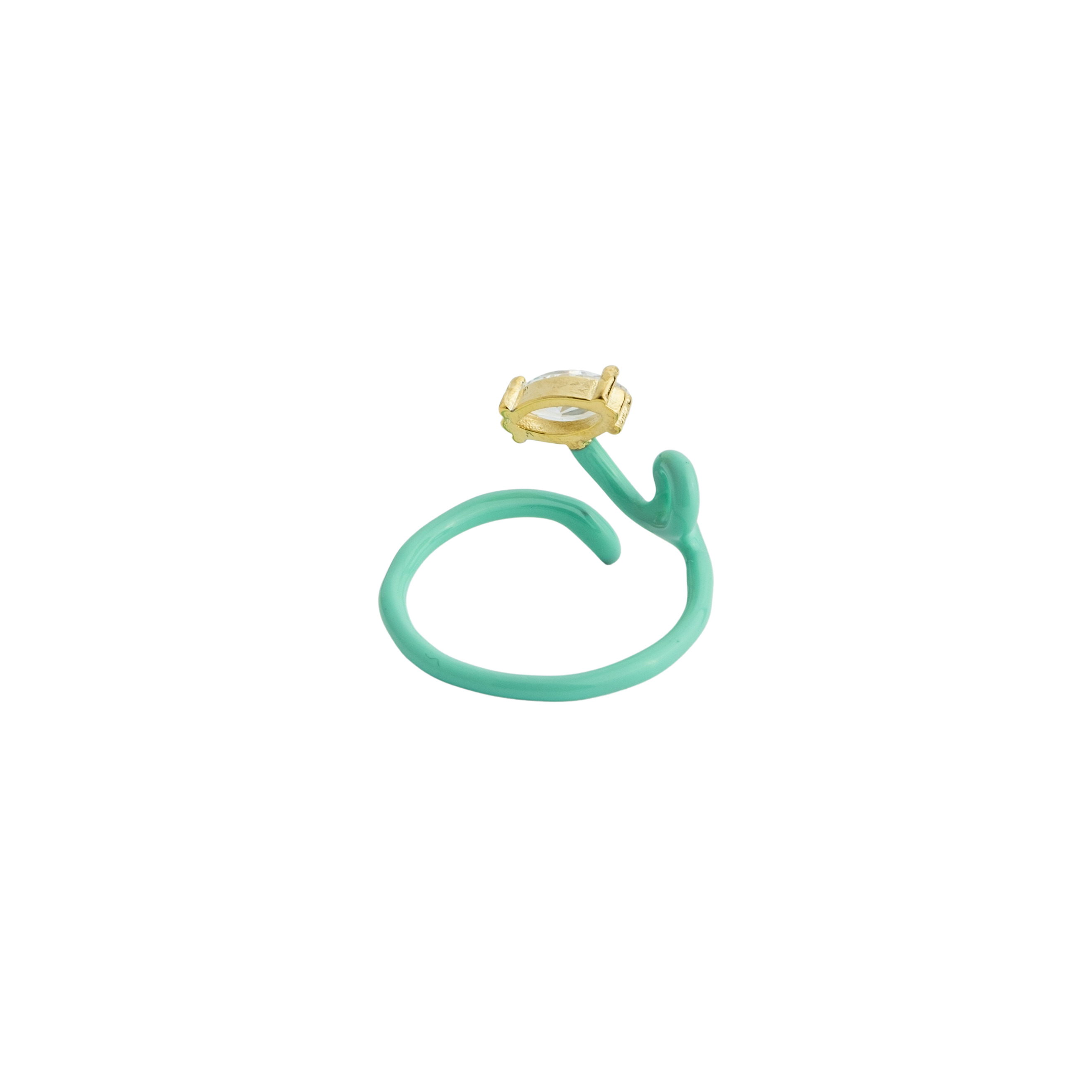 calligraphy mint ring with crystal