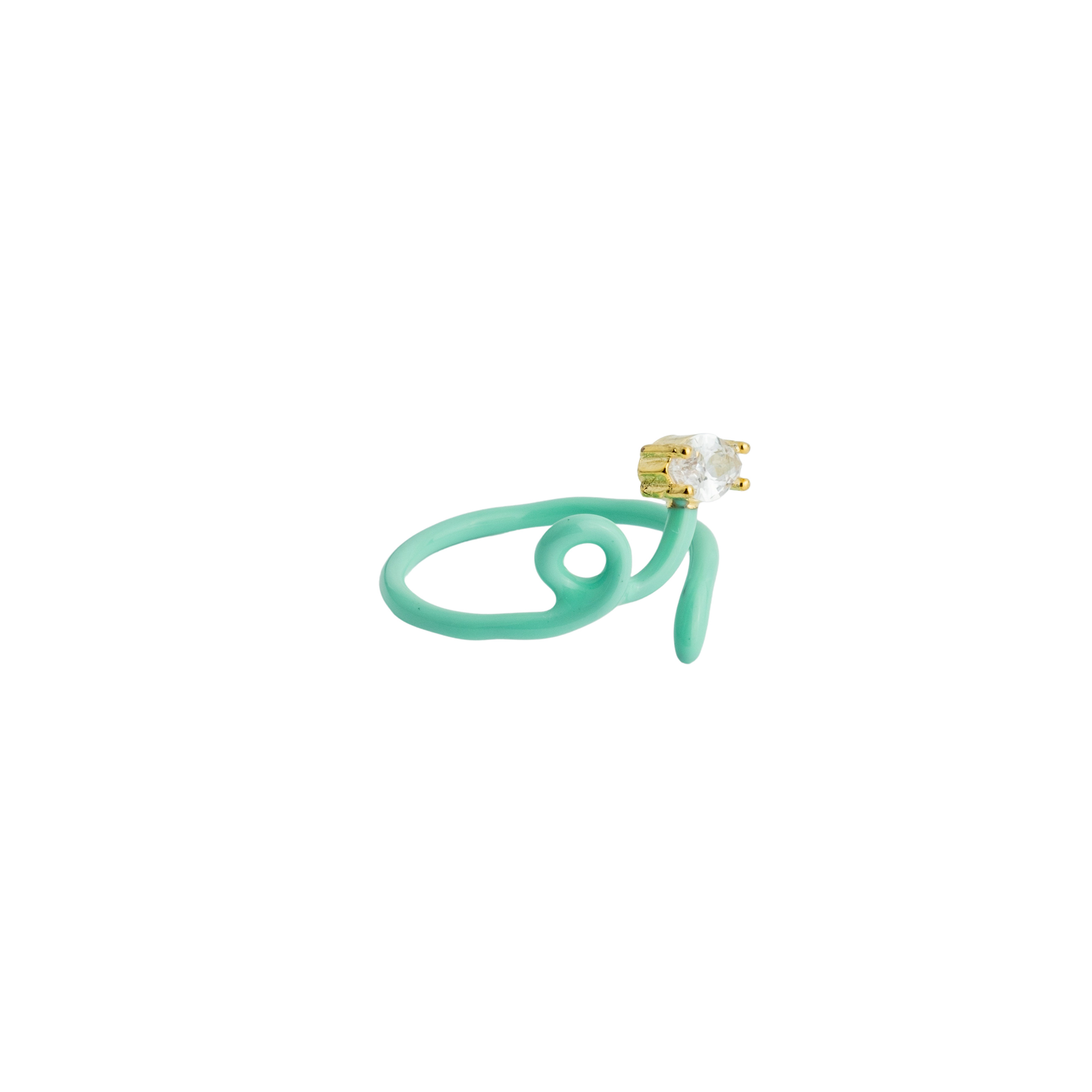 calligraphy mint ring with crystal
