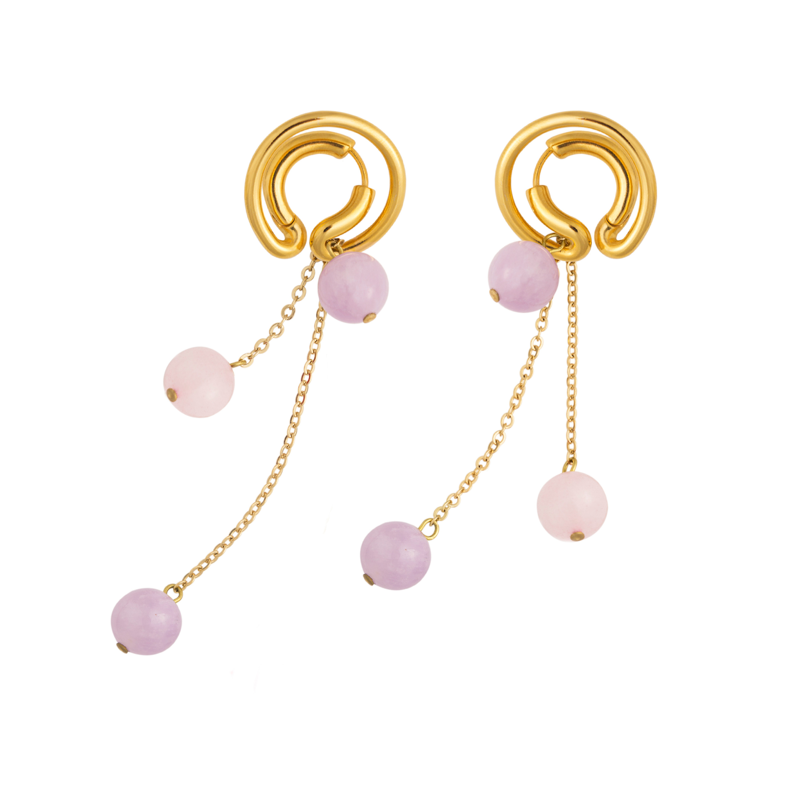 Gold-plated earrings with amethyst
