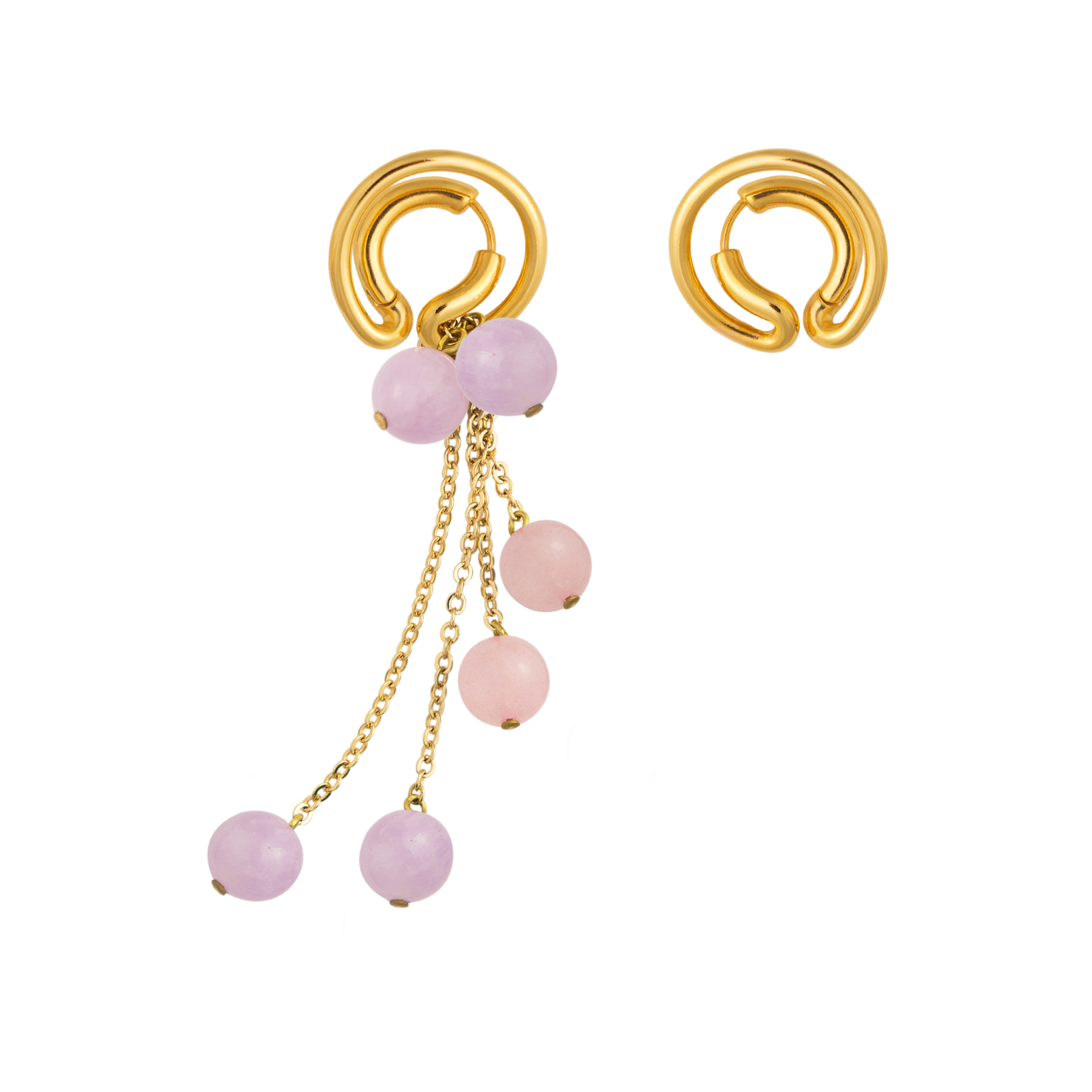 Gold-plated earrings with amethyst