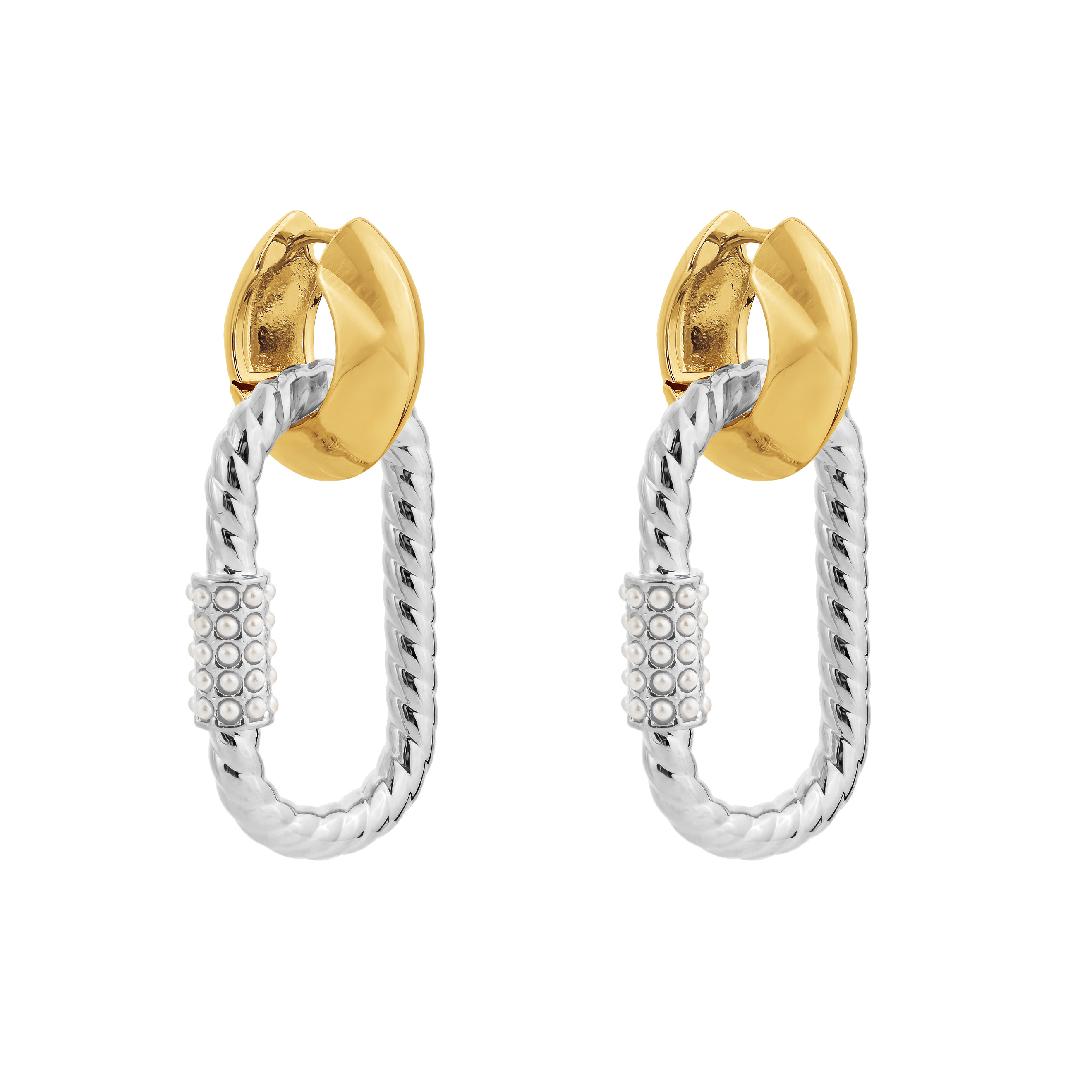 Золотистые серьги с серебристыми закрутками
