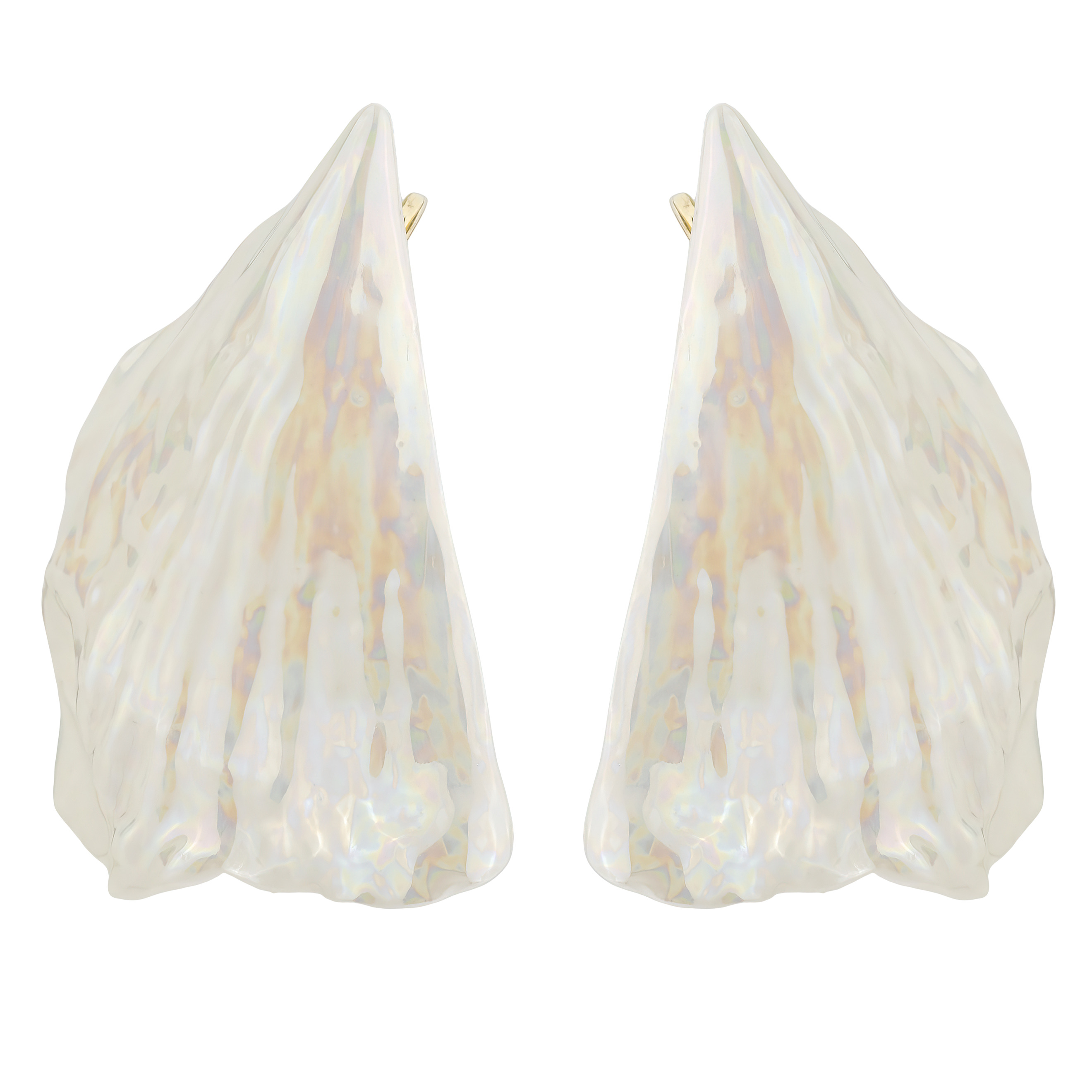 Porcelain earrings with mother of pearl