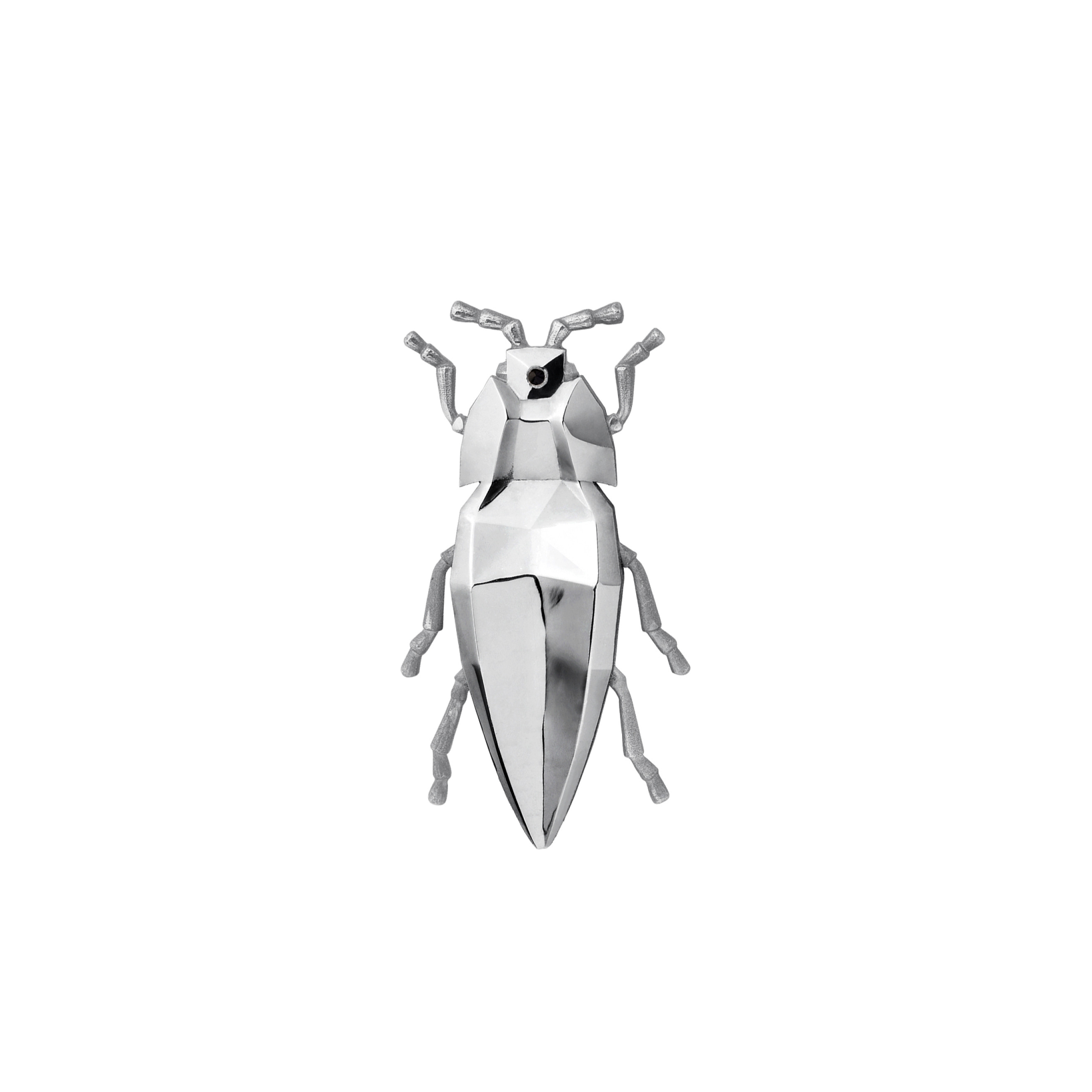Моносерьга СLEOPTR silv, серебро 925, бел. родий, черн. бриллиант 0.008ct