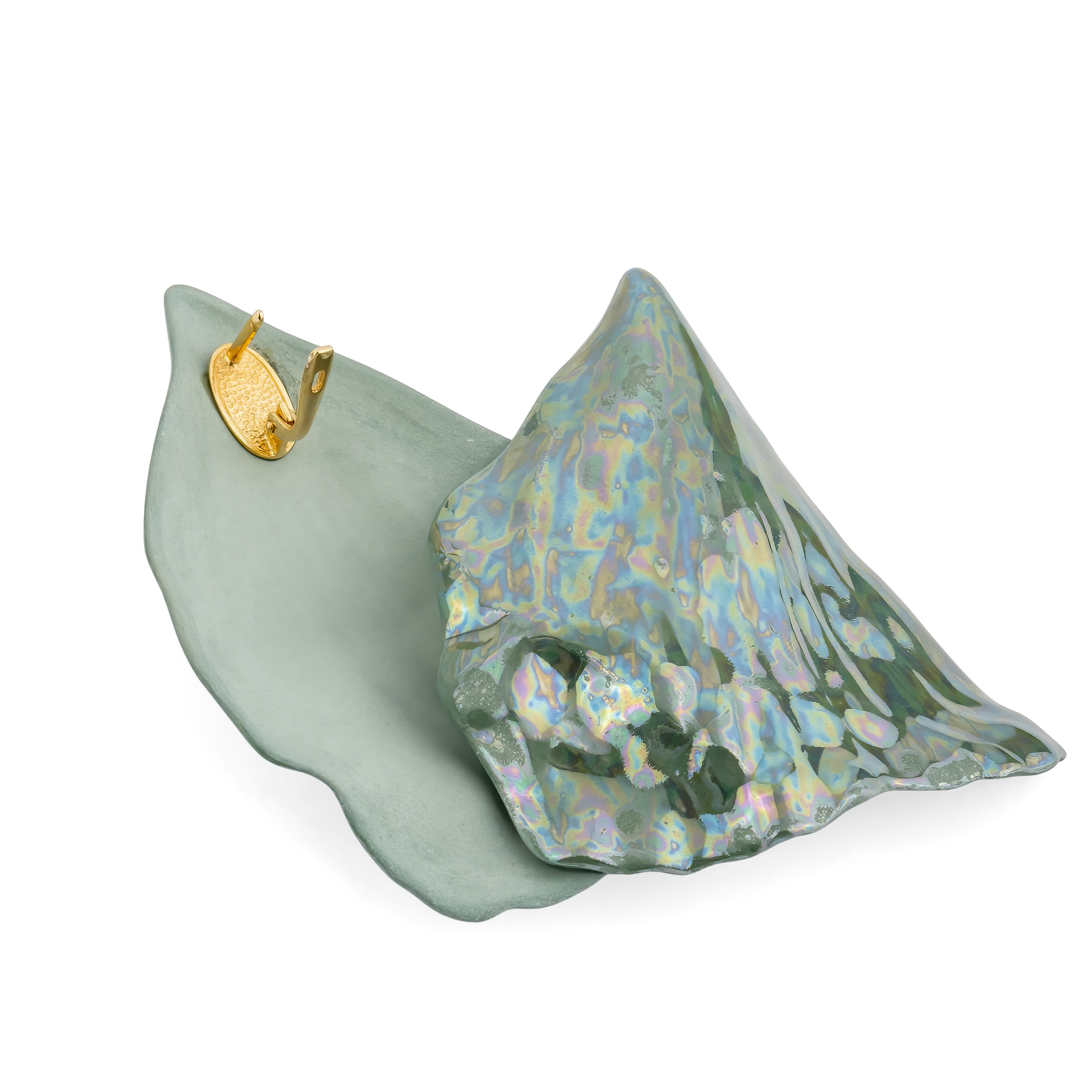 Mint porcelain earrings with mother of pearl