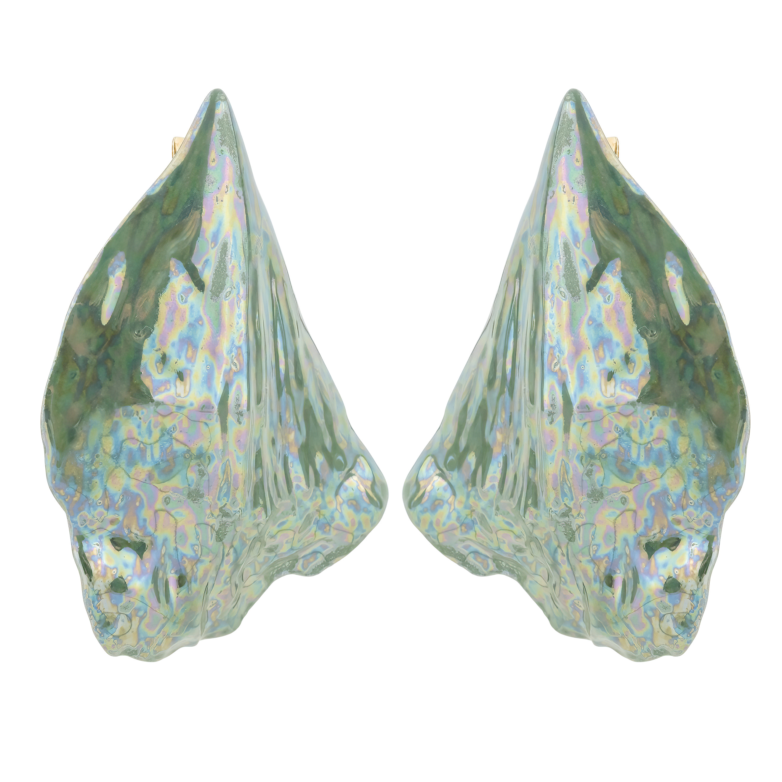 Mint porcelain earrings with mother of pearl