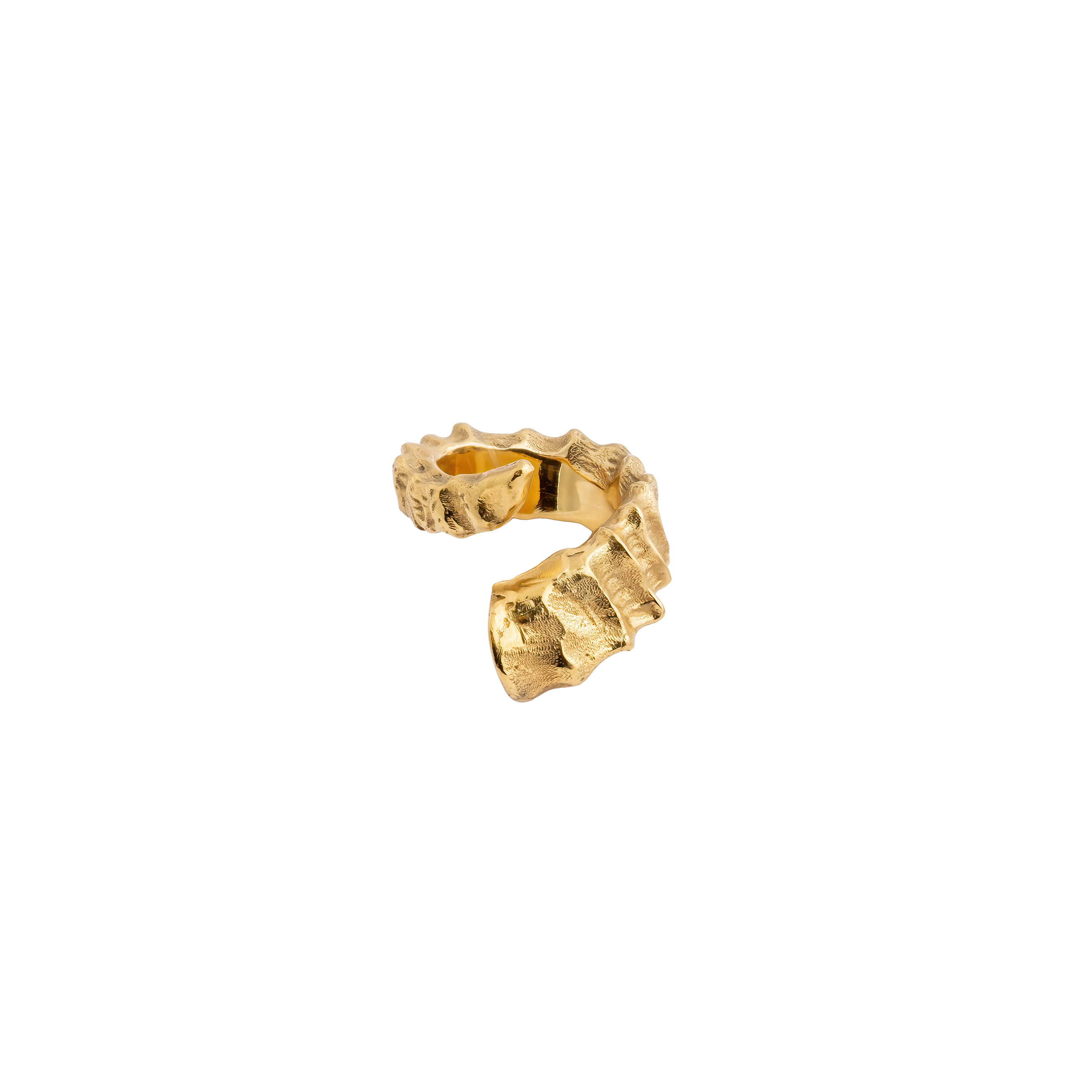 Ring made of bronze with gilding in the form of a horn