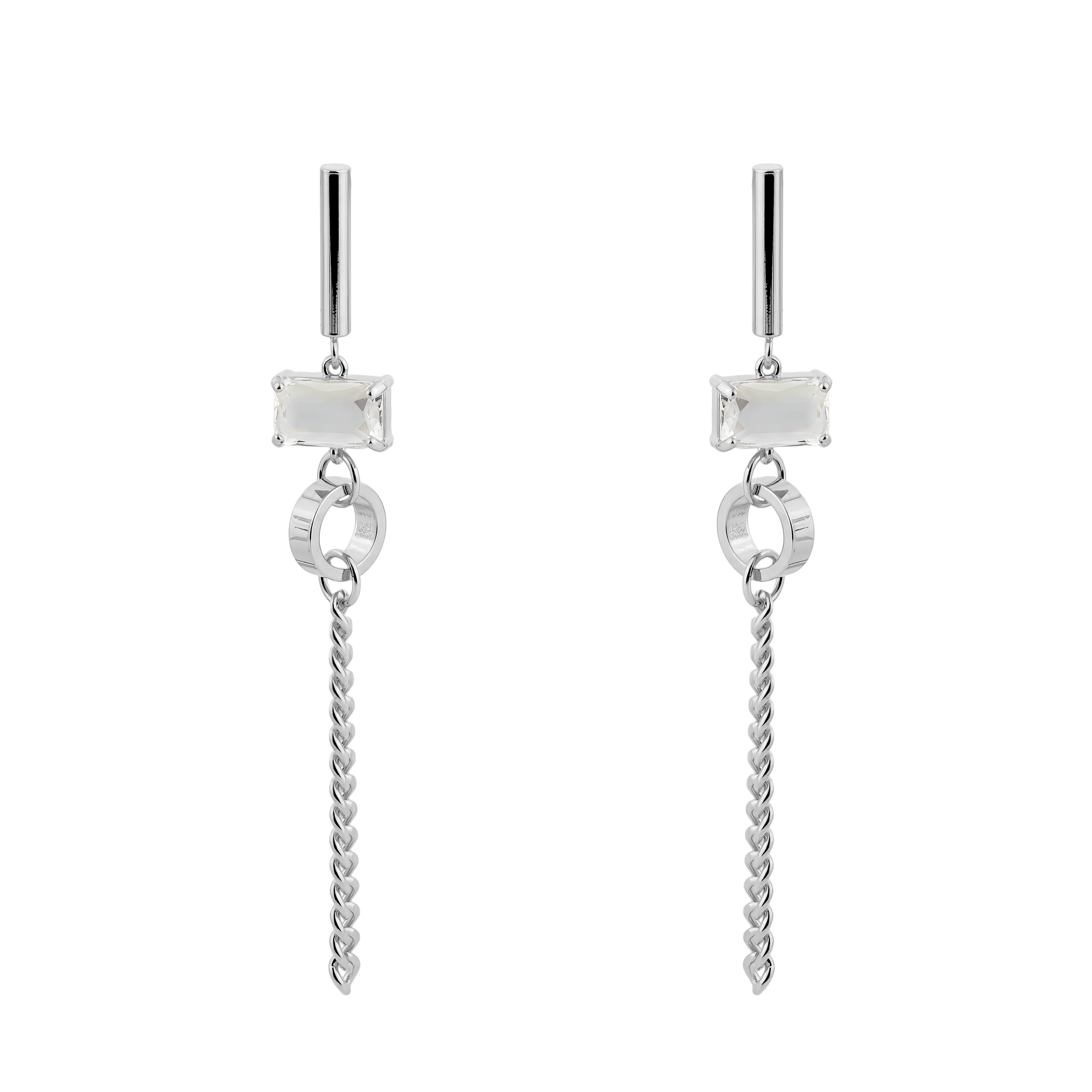 earrings with crystals and chains