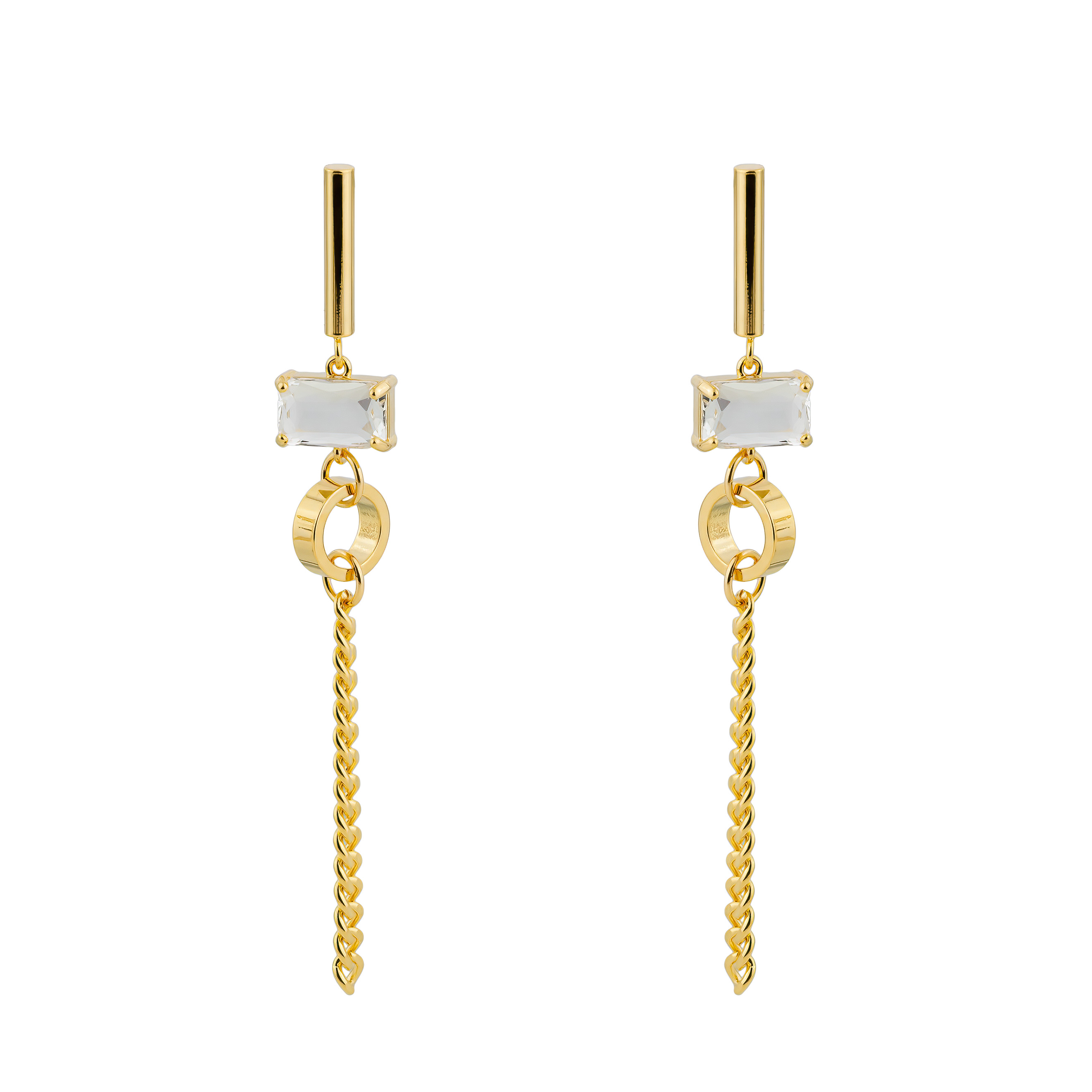 earrings with crystals and chains