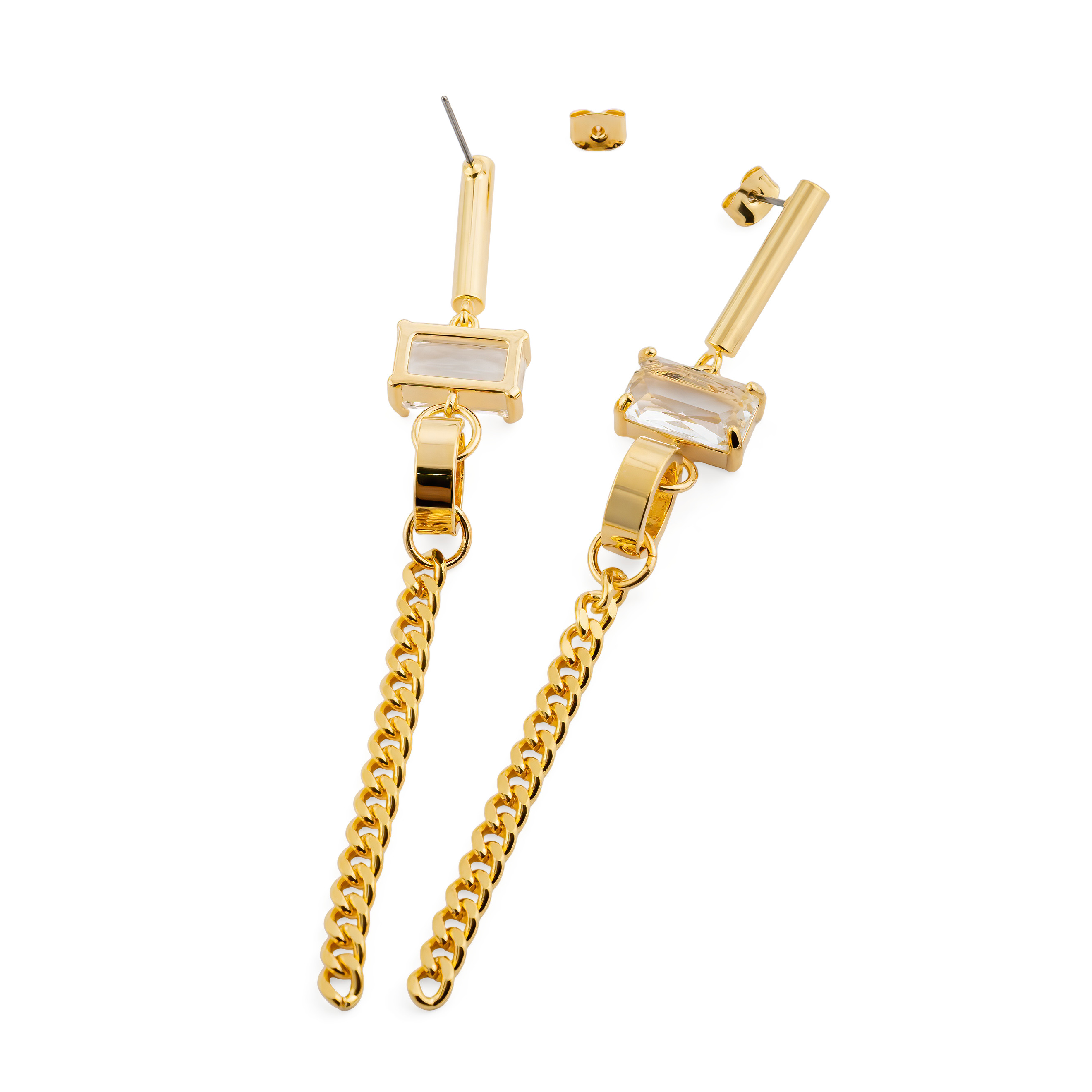 earrings with crystals and chains