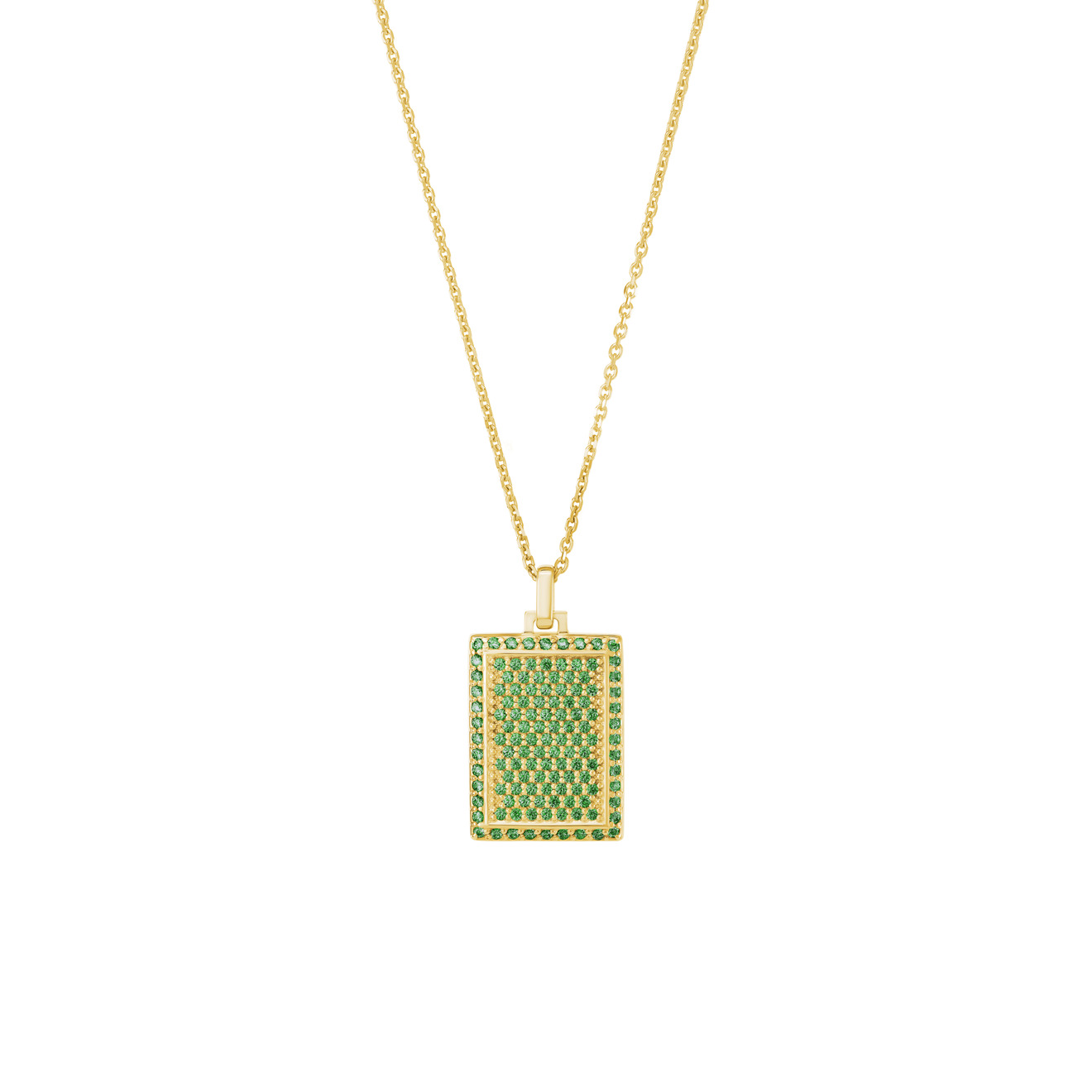Jewlia Позолоченный прямоугольный медальон из серебра с зелеными кристаллами