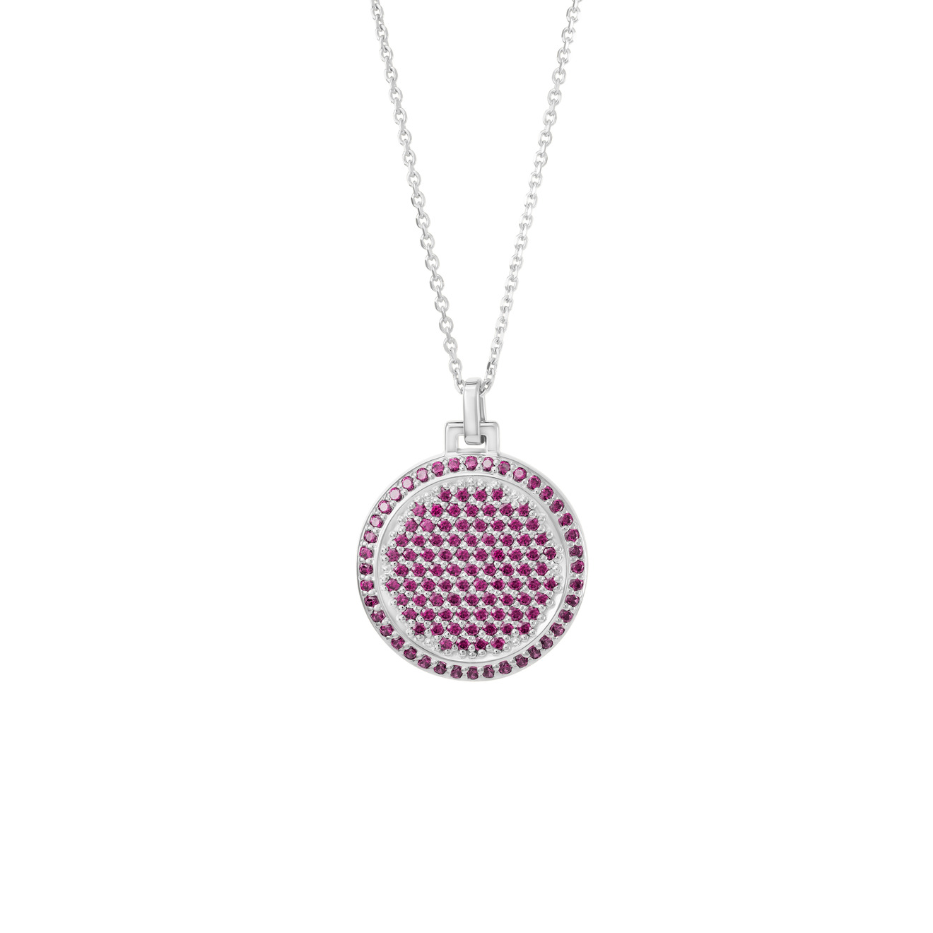 Jewlia Медальон-круг из серебра с розовыми кристаллами jewlia печатка круг из серебра с кристаллами
