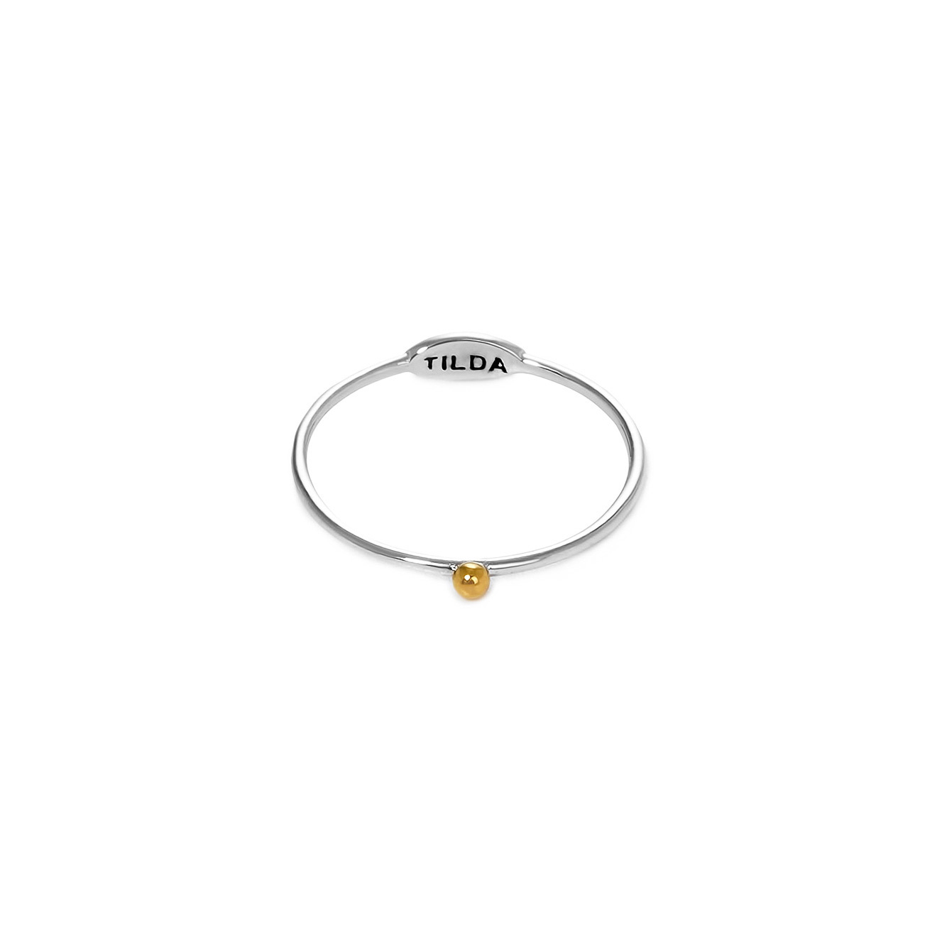 Tilda Тонкое кольцо из белого золота с желтым шариком