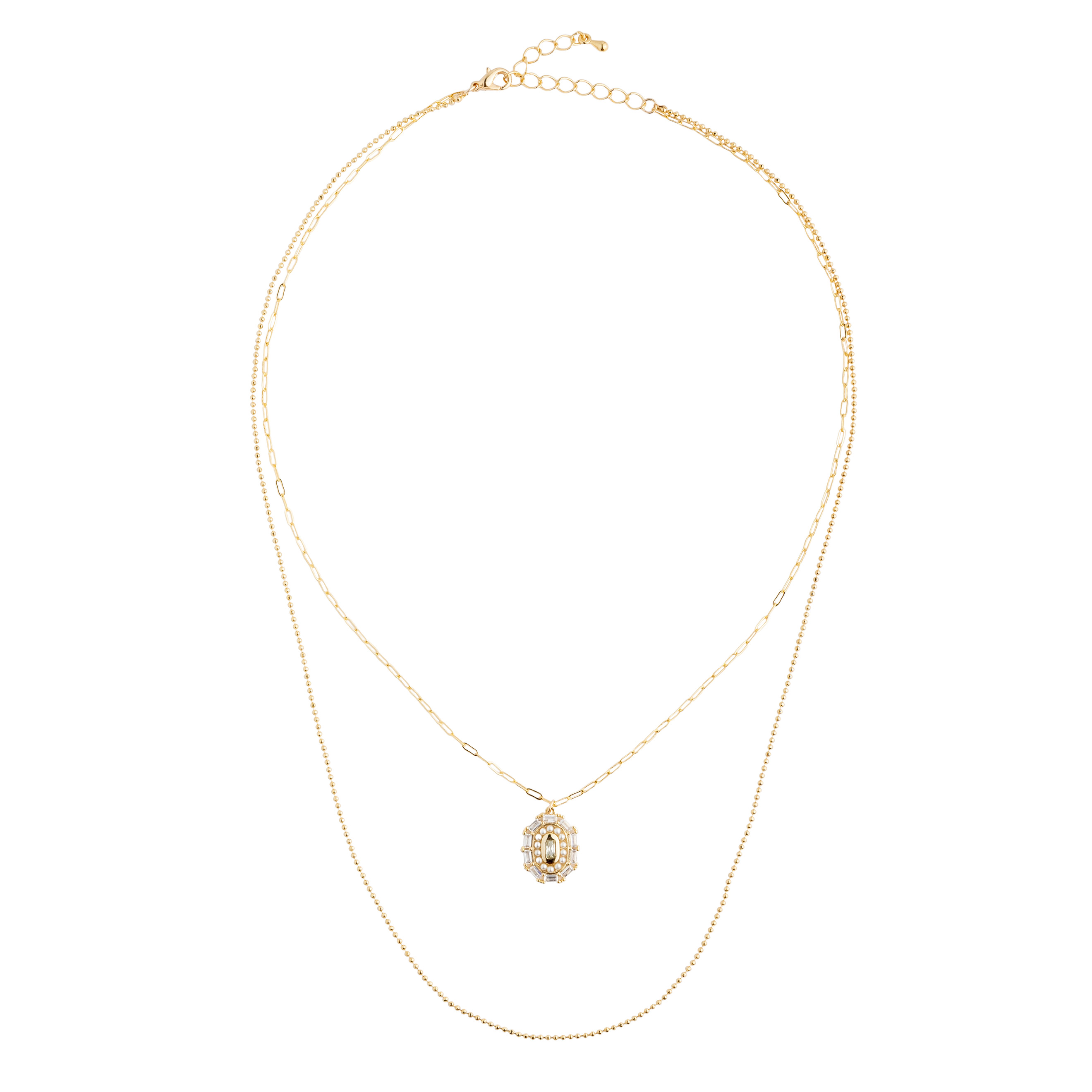 double necklace with a large medallion