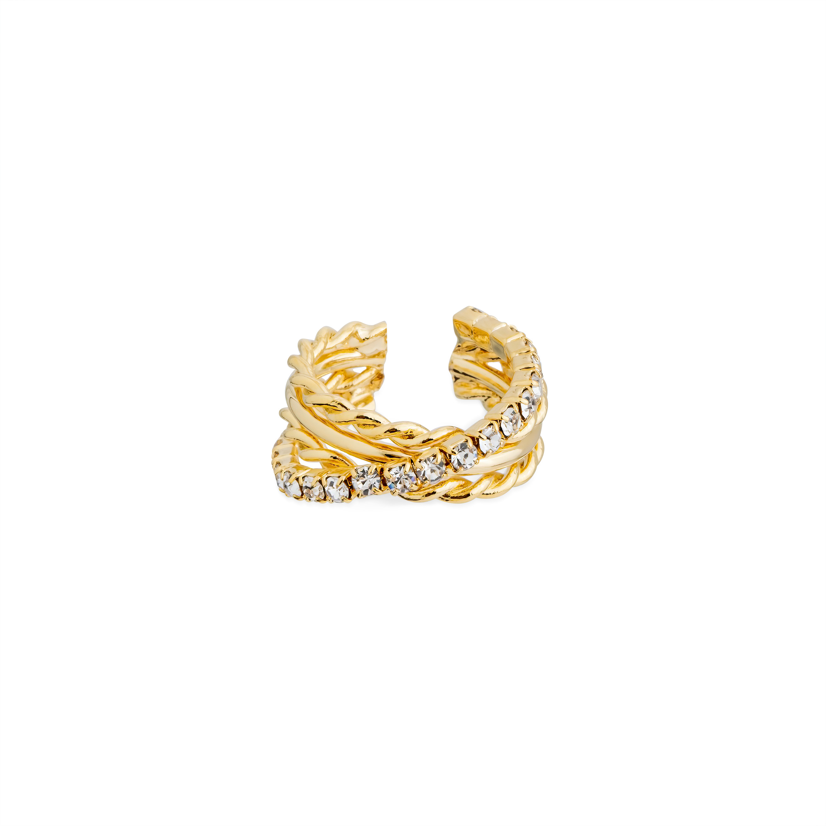 Twisted ring with crystals