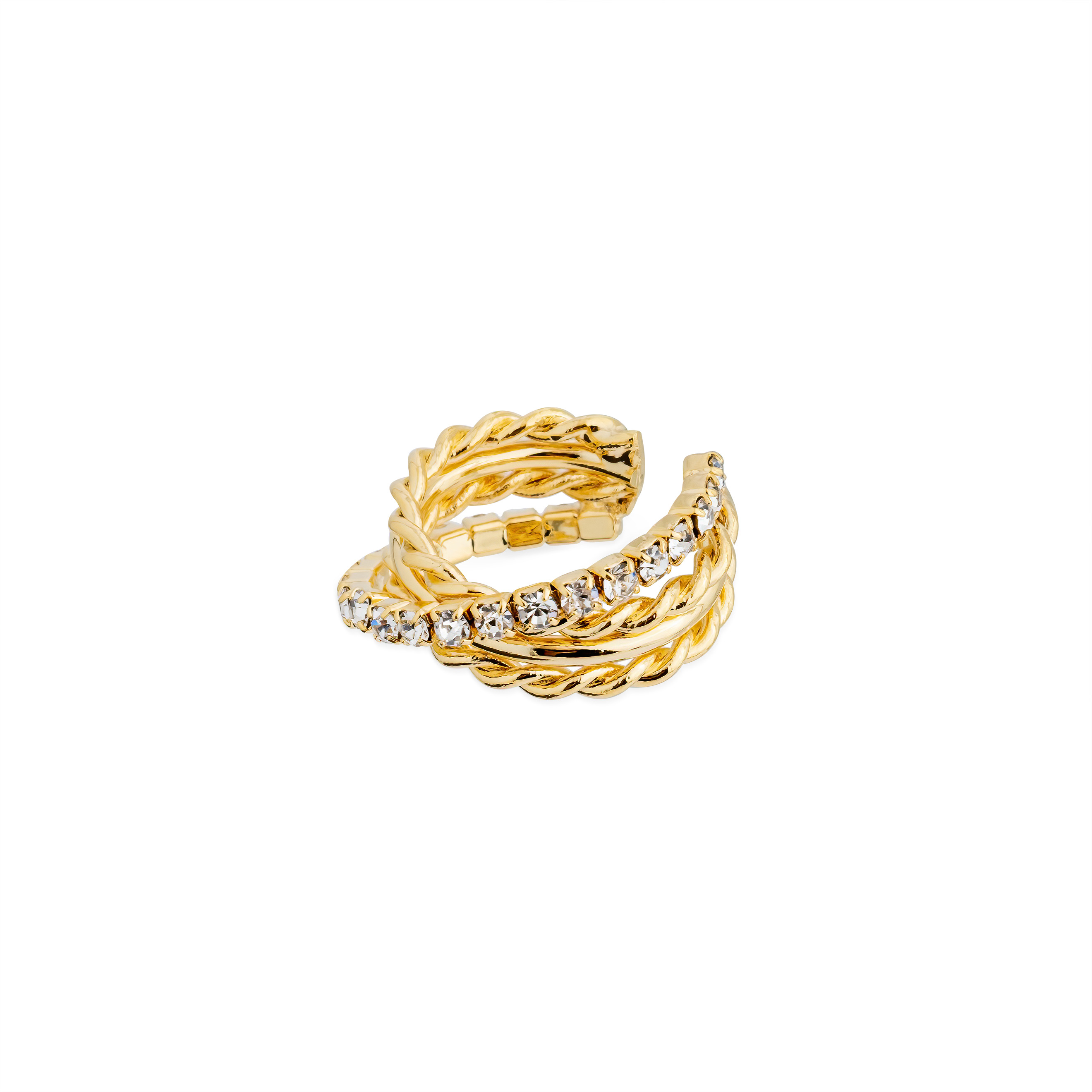 Twisted ring with crystals