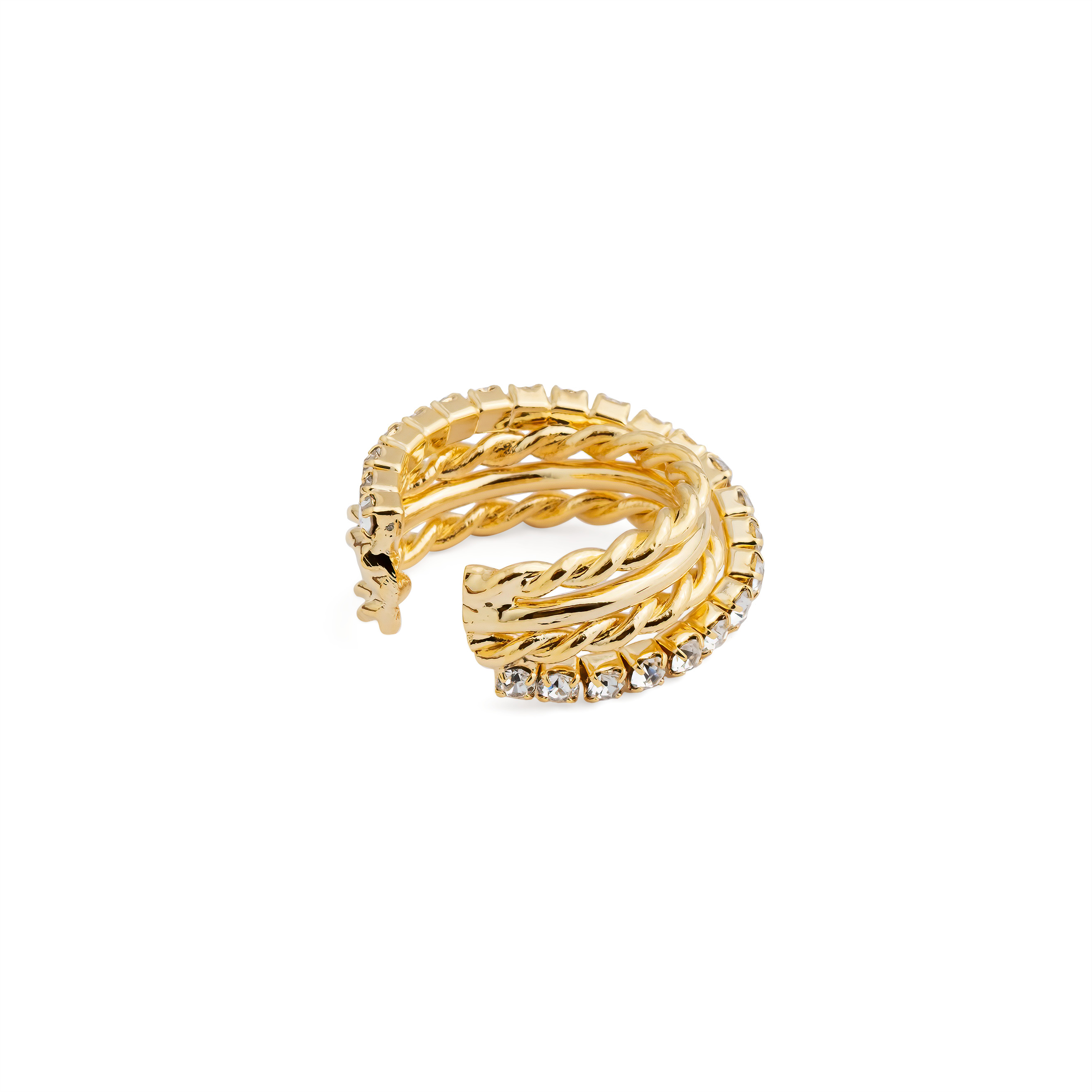 Twisted ring with crystals