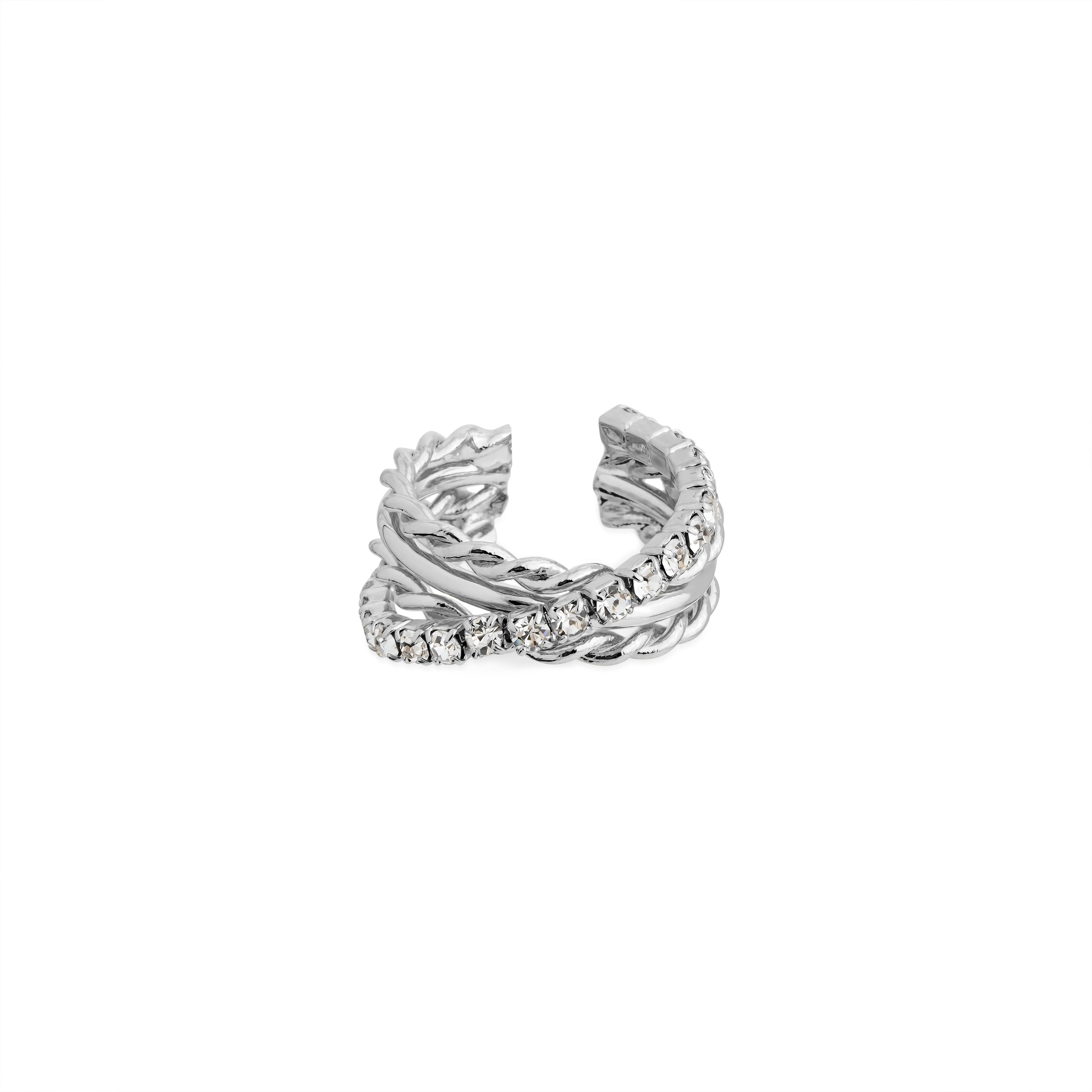 Twisted ring with crystals