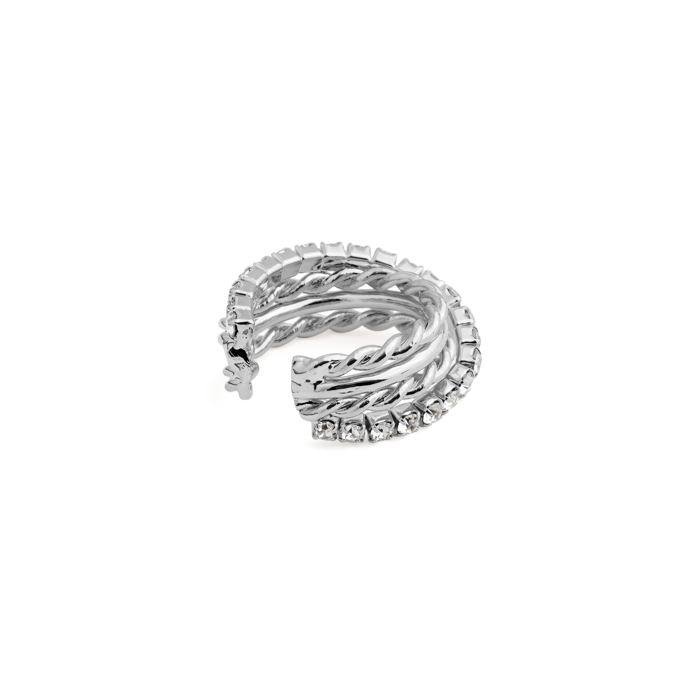 Twisted ring with crystals