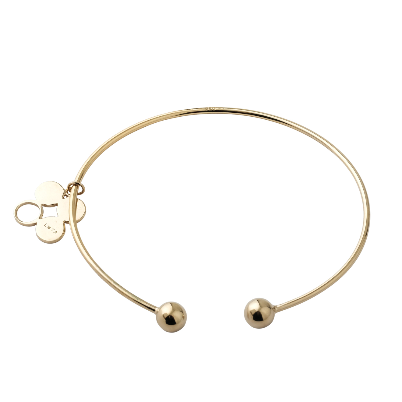 LUTA Jewelry Позолоченный серебряный незамкнутый браслет с подвеской-клевер serebriciti jewelry колье из лабрадора с позолоченный подвеской сердцем