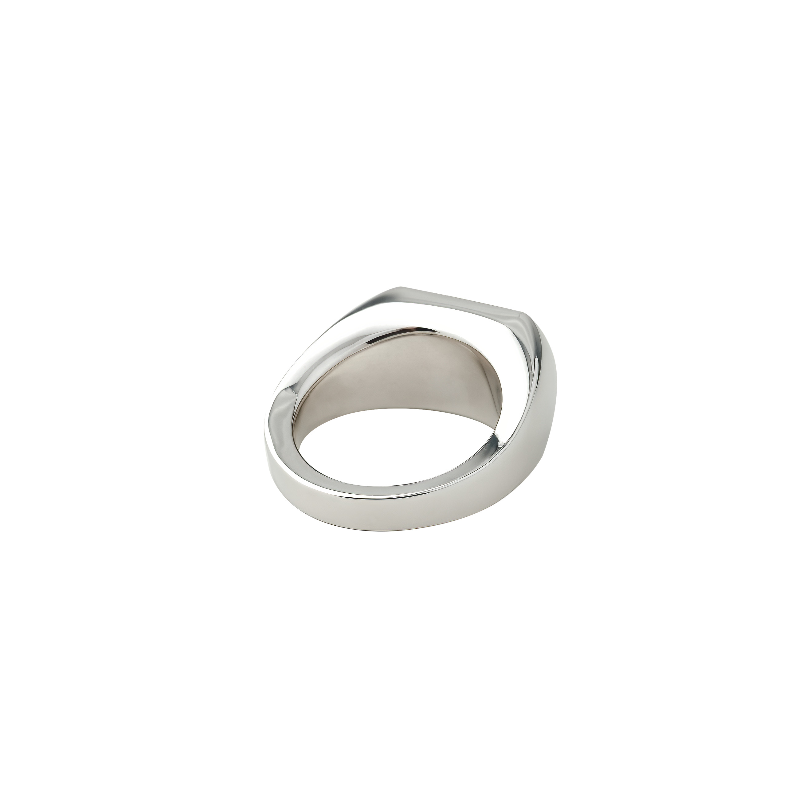 Серебряное кольцо-печатка с черным хрусталем