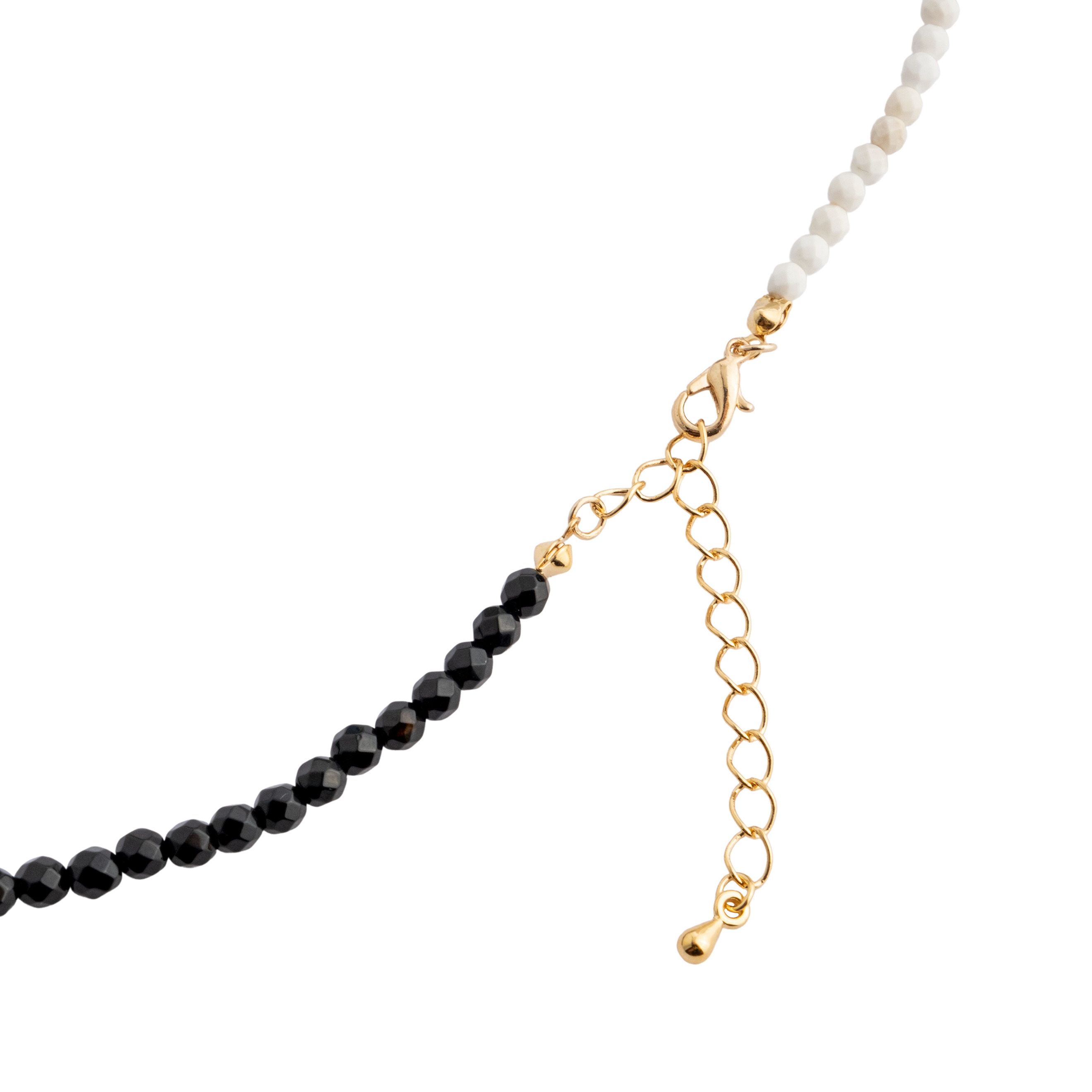 Combined necklace made of white, blue and black beads