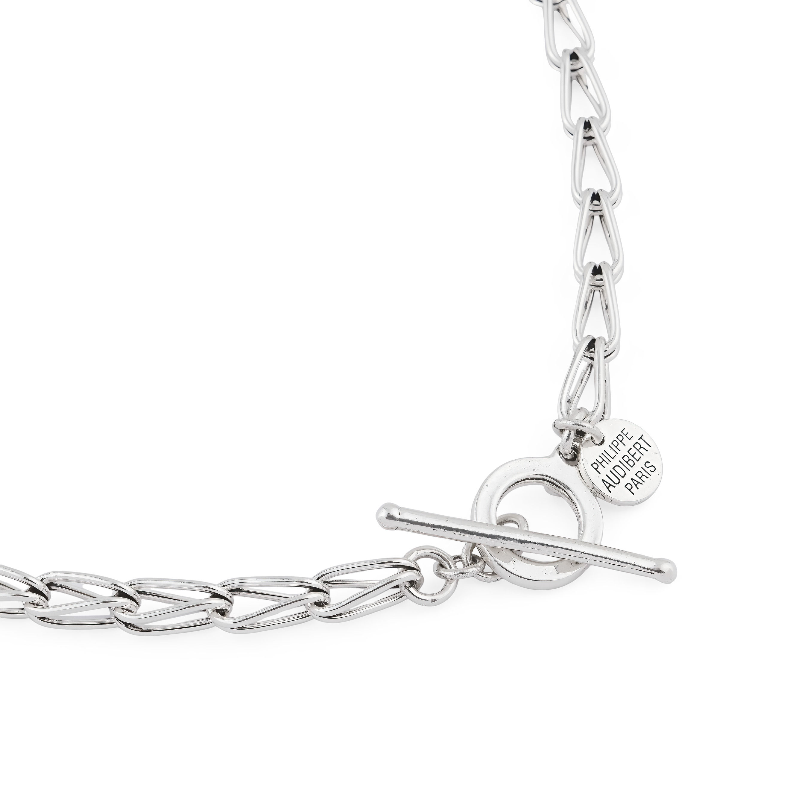 Серебристое колье из латуни Damian
