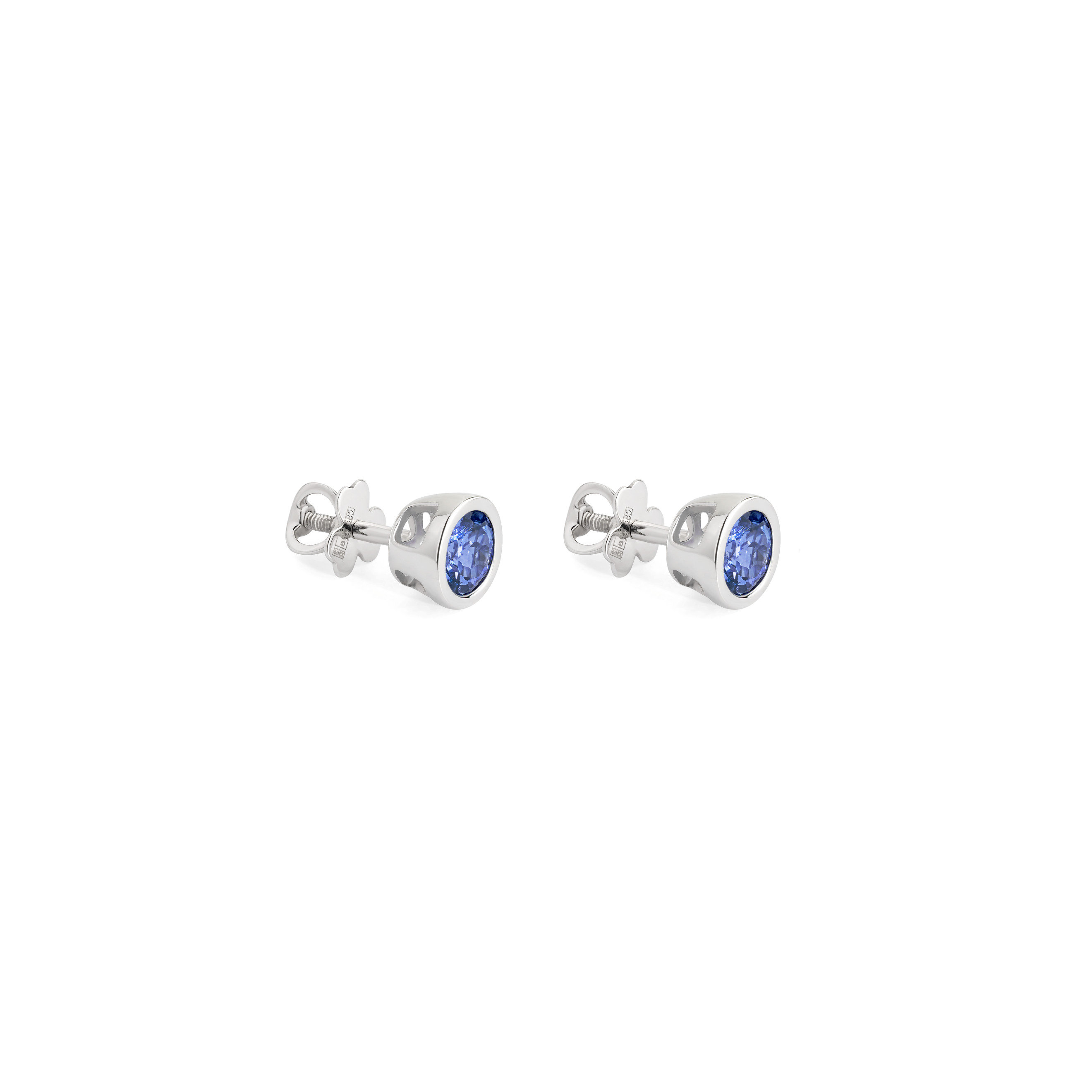 Серьги-пусеты из белого золота с танзанитом