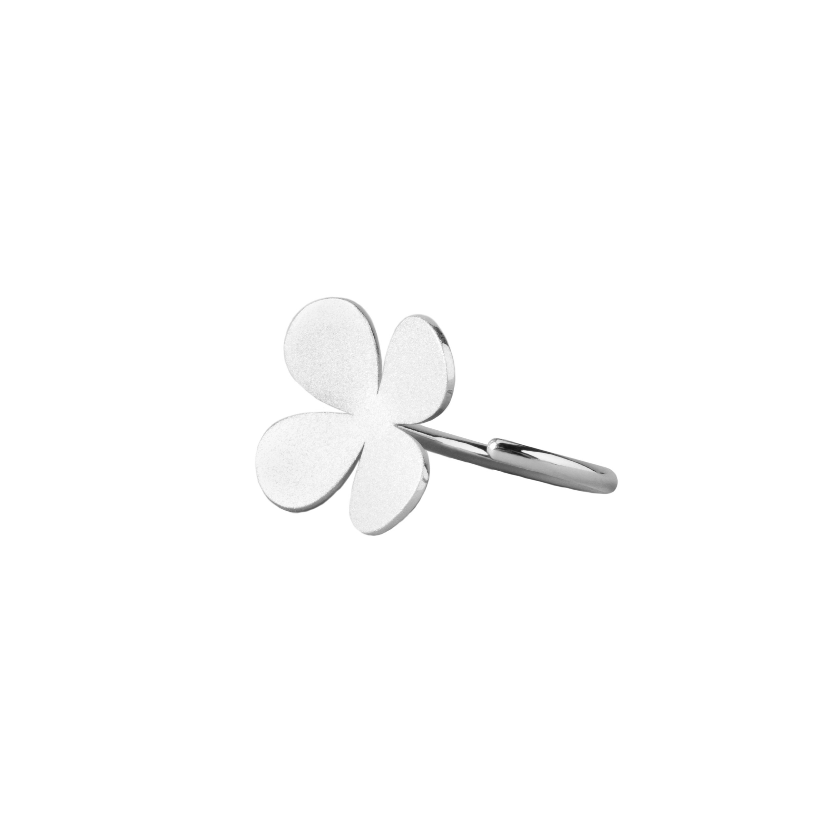 Серебристое незамкнутое кольцо Flower