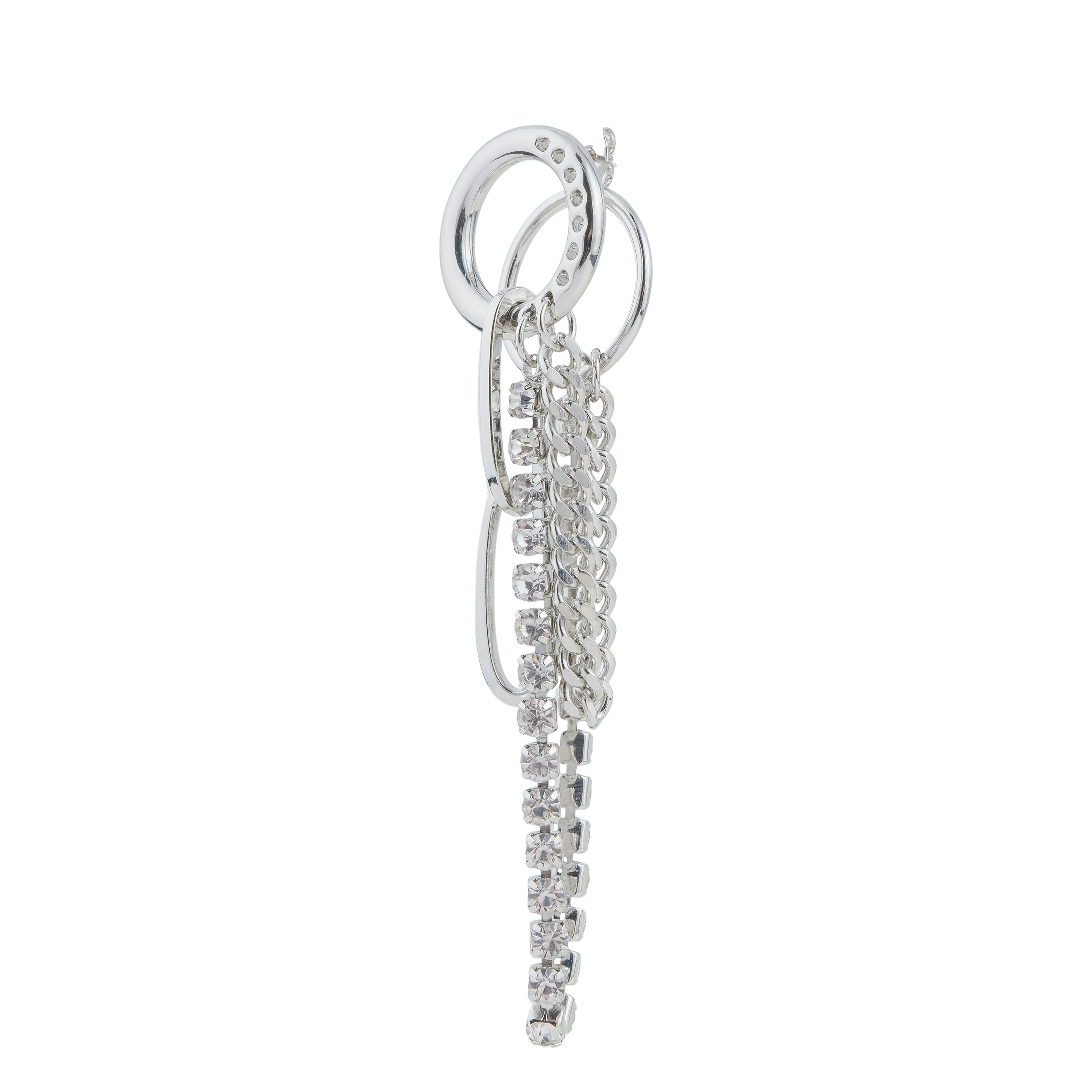 earrings with chain and crystals