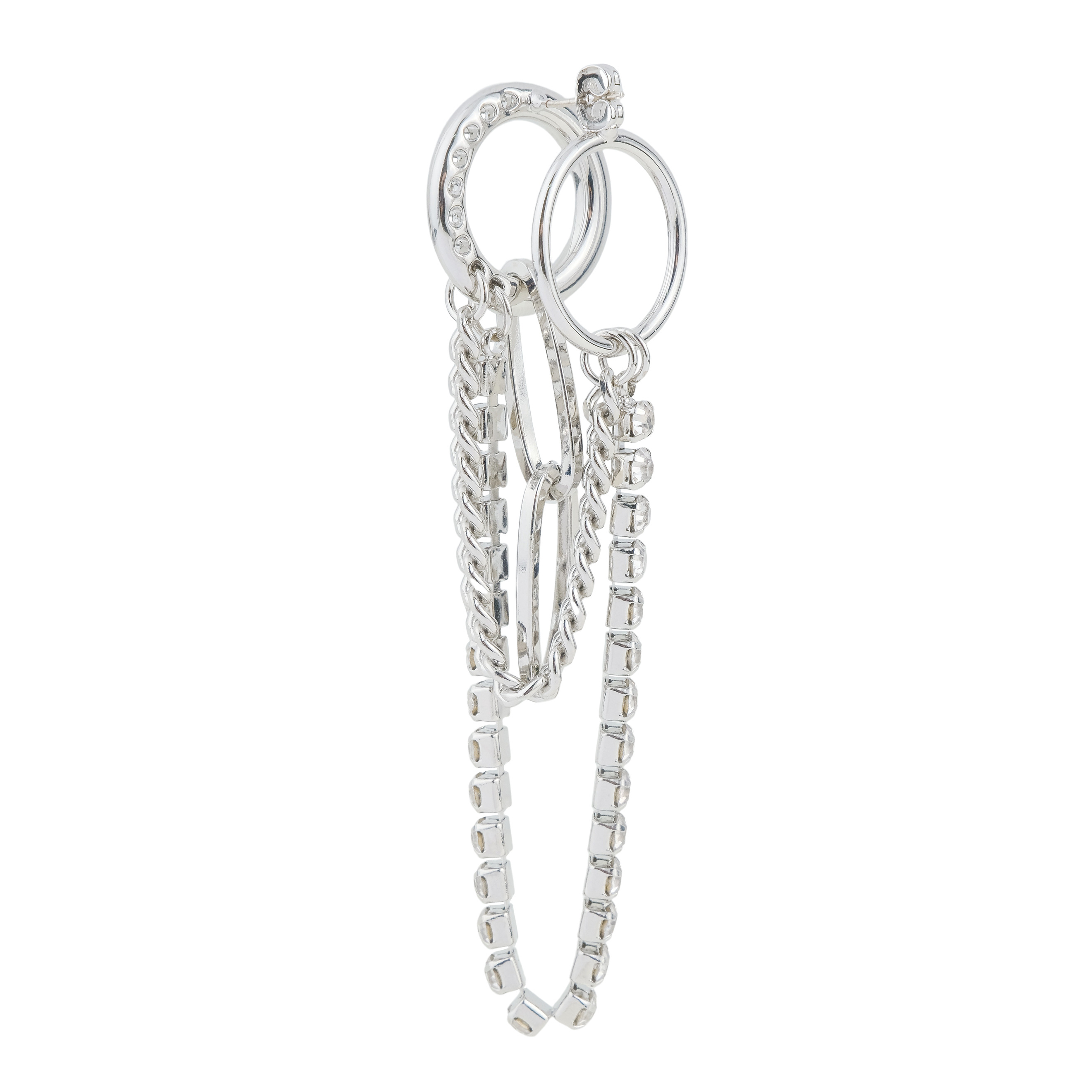 earrings with chain and crystals